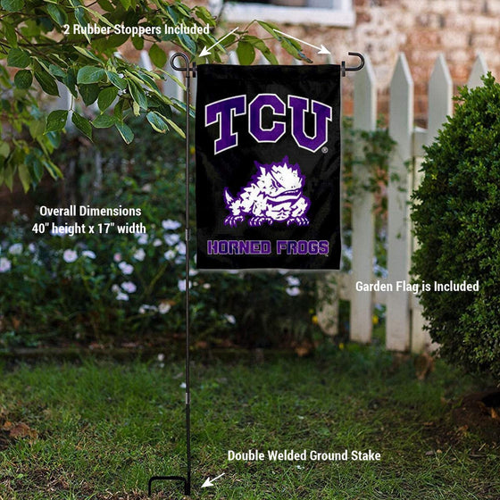 College Flags & Banners Co. TCU Horned Frogs Black Garden Yard and USA Flag Stand Pole Holder Set - Sports Collectibles, Sports Memorabilia, Sports Fan Shop, Sports Gifts