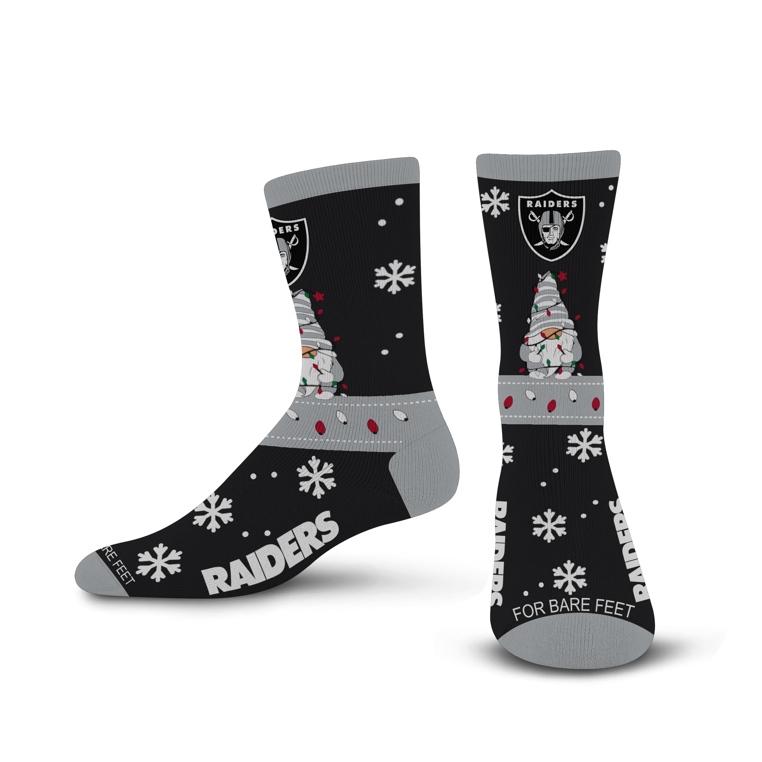 For Bare Feet NFL LAS VEGAS RAIDERS Holiday Sweater Gnome Team Colors Large - Sports Gifts, Sports Memorabilia, Sports Collectibles, Fan Shop