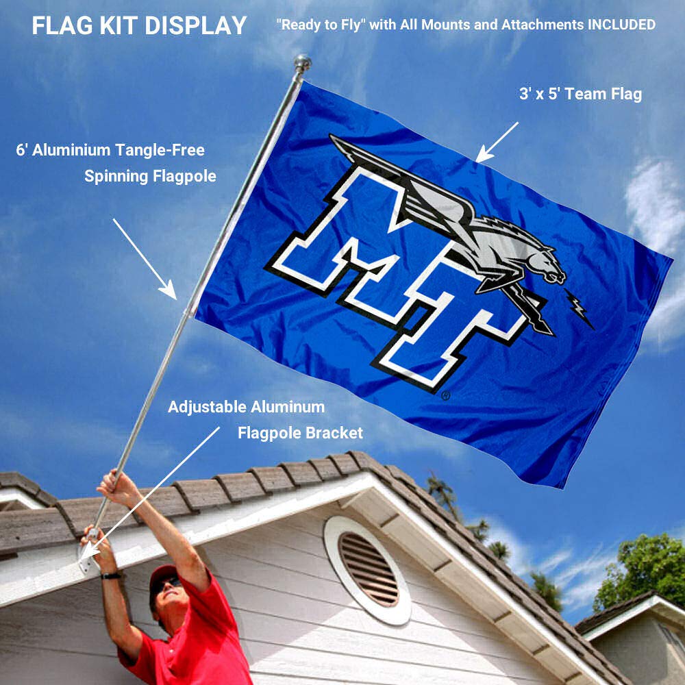 College Flags & Banners Co. MTSU Flag and Pole Bracket Mount Bundle - Sports Collectibles, Sports Memorabilia, Sports Fan Shop, Sports Gifts