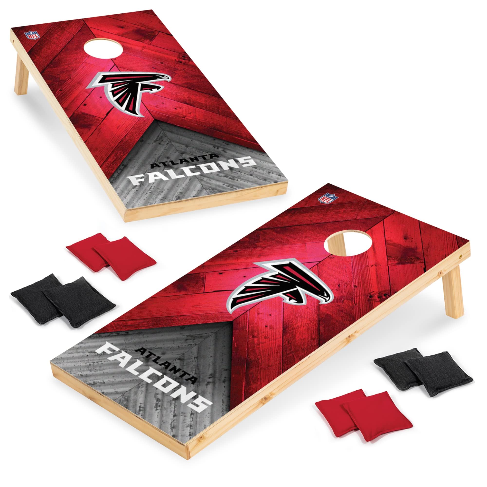 Wild Sports NFL Atlanta Falcons 2' x 4' Regulation Size Solid Wood Cornhole Set with Direct Print HD Team Graphics - Sports Collectibles, Sports Memorabilia, Sports Fan Shop, Sports Gifts