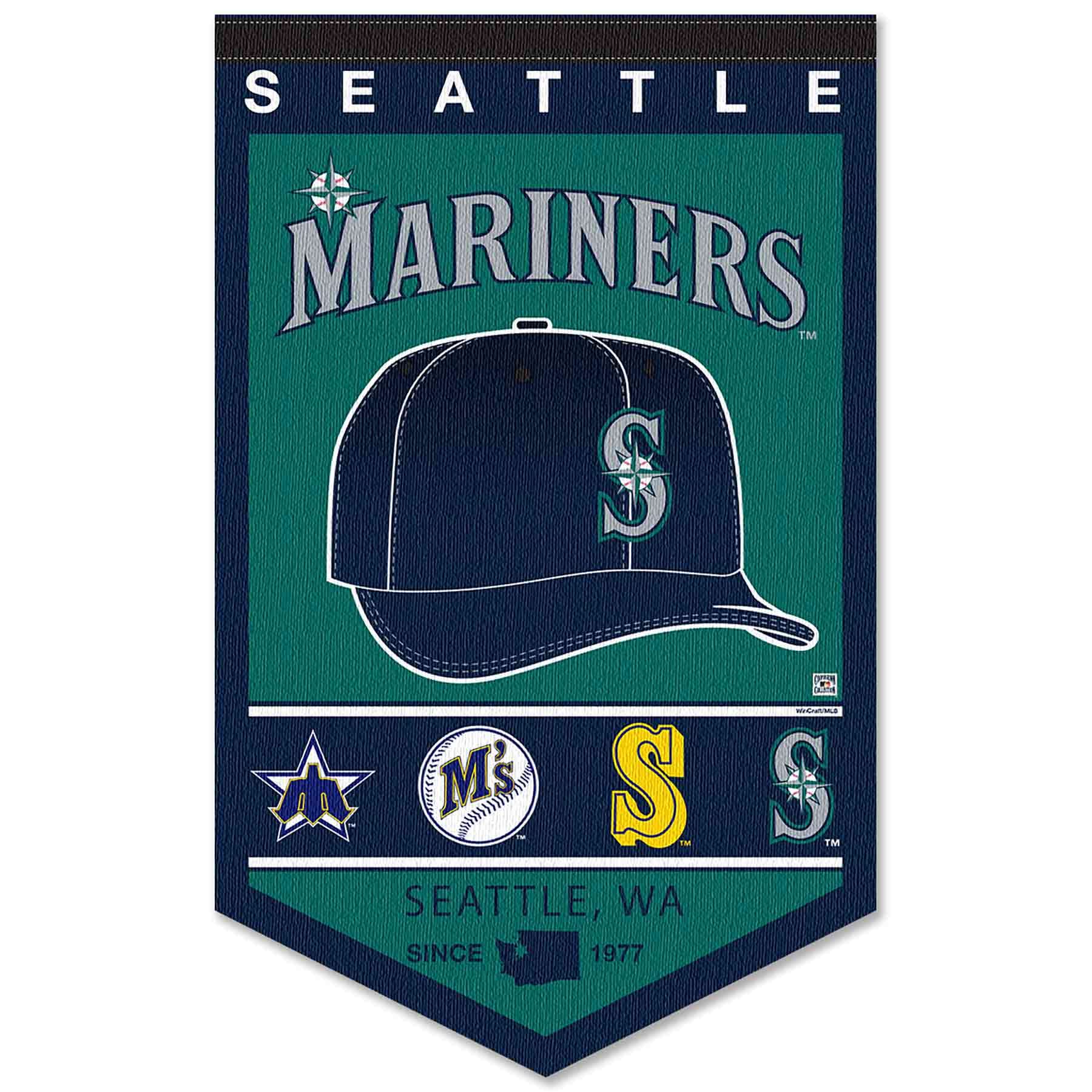 WinCraft Seattle Mariners Heritage History Banner Pennant - Sports Collectibles, Sports Memorabilia, Sports Fan Shop, Sports Gifts