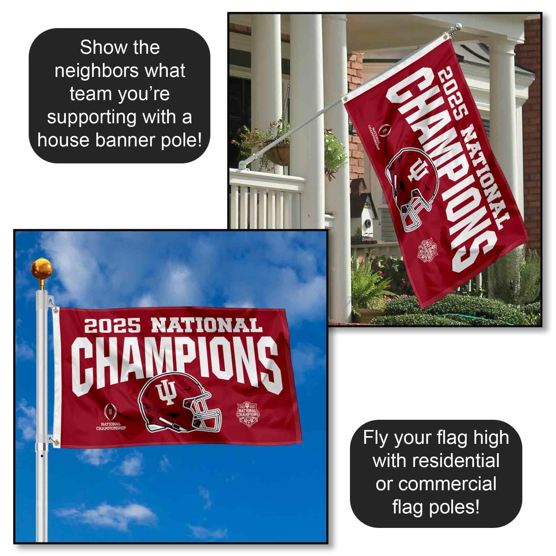 Indiana Hoosiers 2025 National Champions 3x5 Grommet Flag - Sports Gifts, Sports Memorabilia, Sports Collectibles, Fan Shop