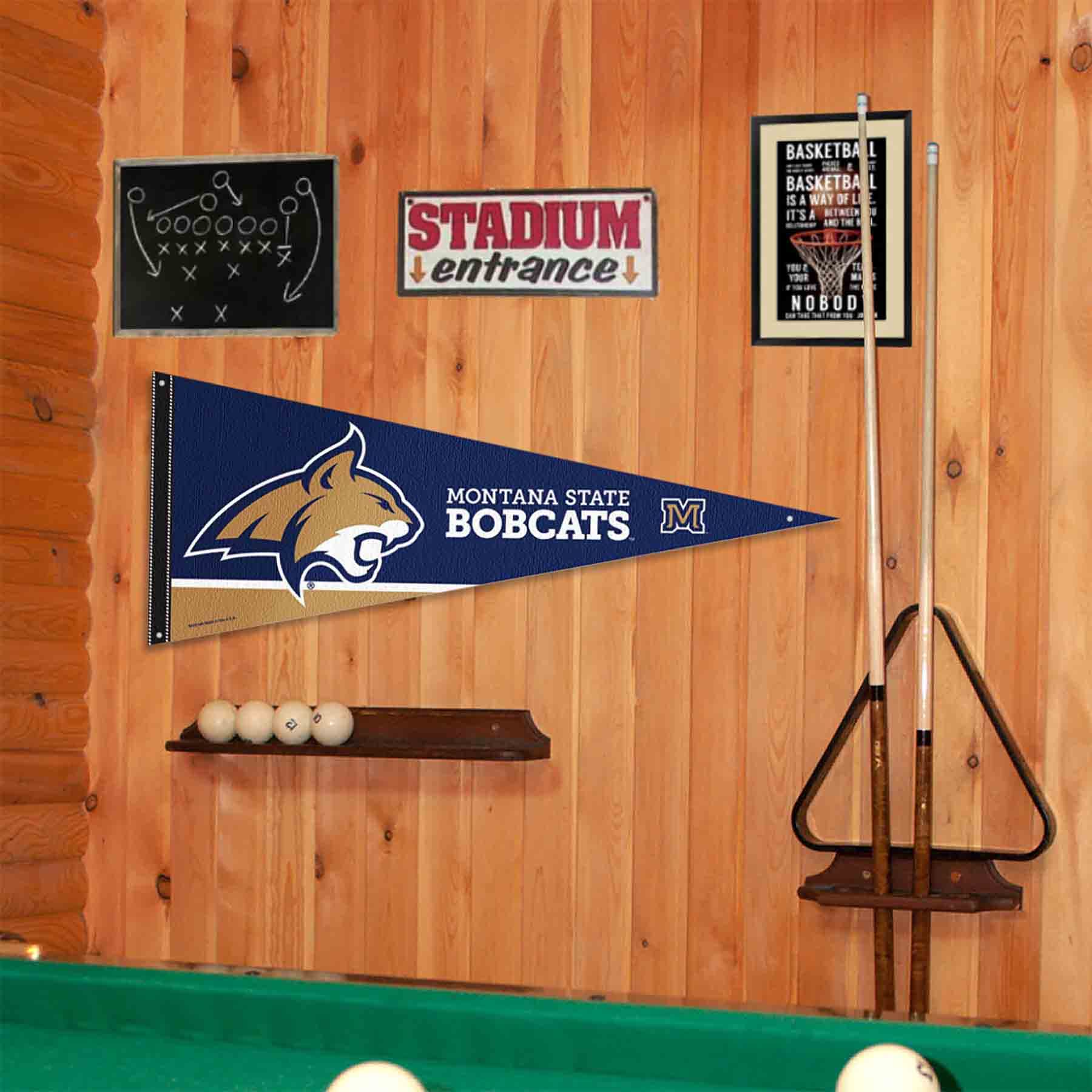 College Flags & Banners Co. Montana State Bobcats Pennant Flag and Wall Tack Mount Pads - Sports Collectibles, Sports Memorabilia, Sports Fan Shop, Sports Gifts