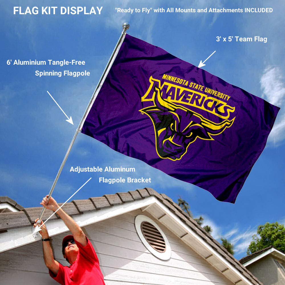 Minnesota State University Polyester Flag and Pole Bracket Mount Bundle - Sports Collectibles, Sports Memorabilia, Sports Fan Shop, Sports Gifts