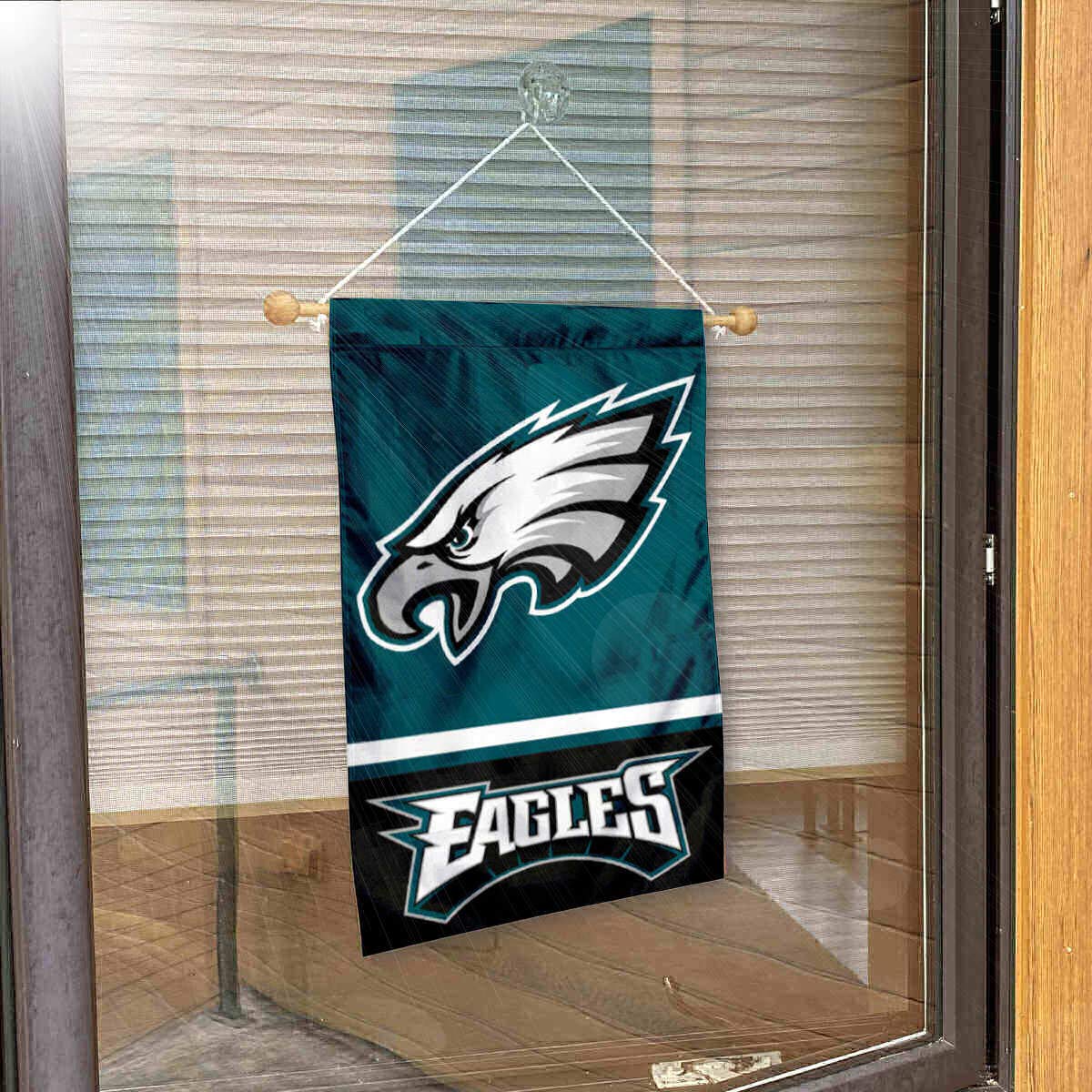 Philadelphia Eagles Banner Window Wall Hanging Flag with Suction Cup - Sports Collectibles, Sports Memorabilia, Sports Fan Shop, Sports Gifts