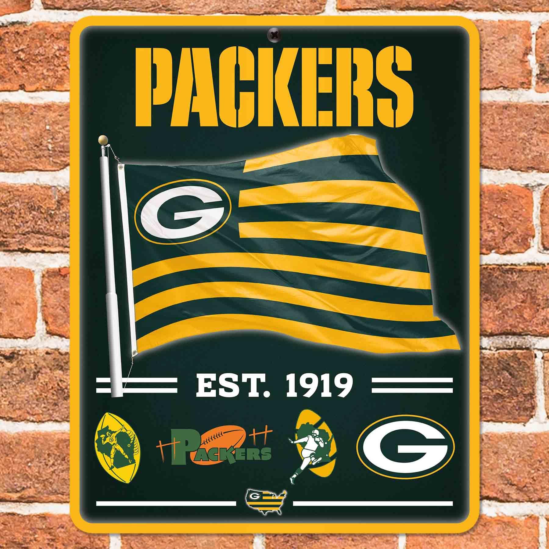 WinCraft Green Bay Packers Americana Banner Flag Sign - Sports Collectibles, Sports Memorabilia, Sports Fan Shop, Sports Gifts