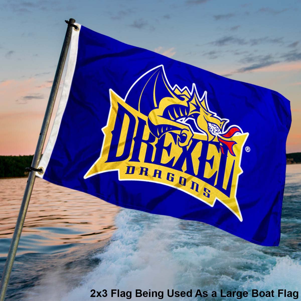 Drexel Dragons Small 2'x3' Flag and USA 3x5 Flag Set - Sports Collectibles, Sports Memorabilia, Sports Fan Shop, Sports Gifts