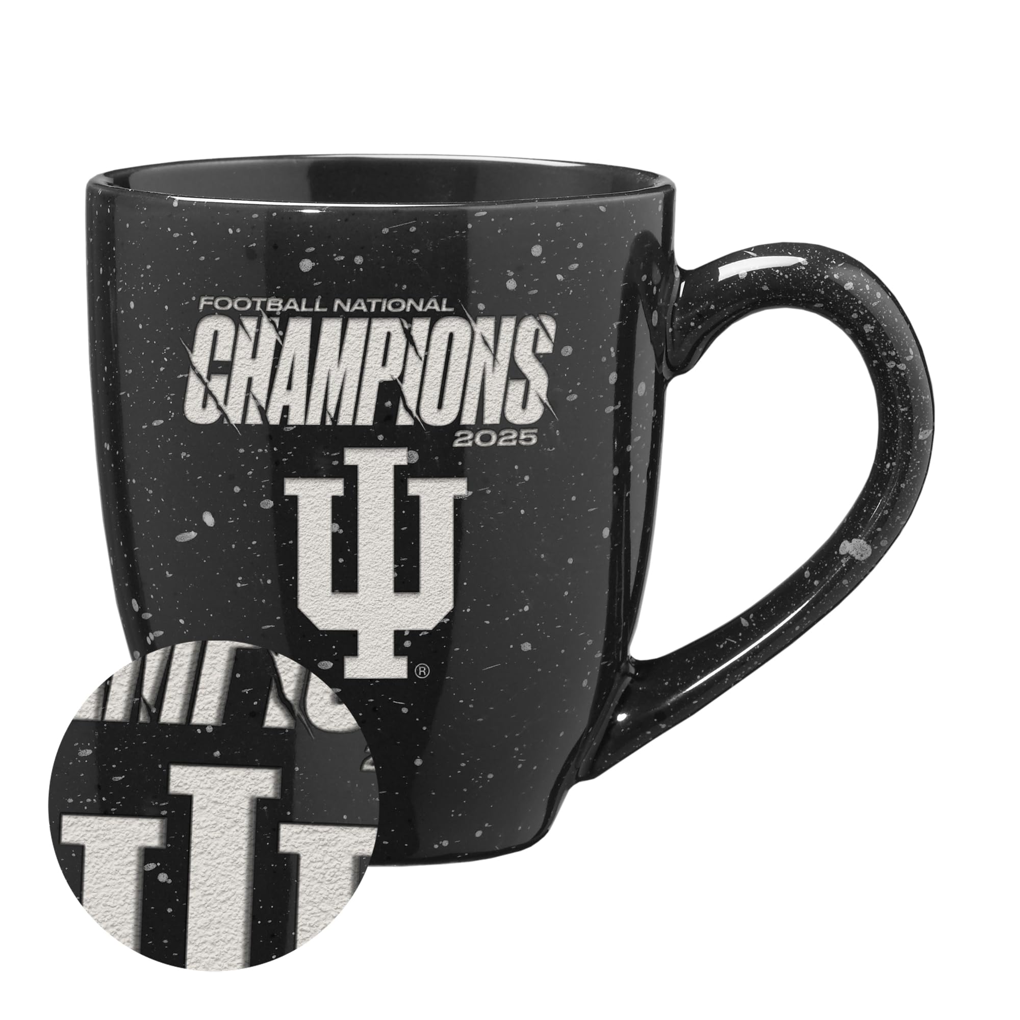 Rico Industries NCAA Indiana Hoosiers 2026 Football National Champions 16 oz Team Color Laser Engraved Speckled Ceramic Coffee Mug - Sports Gifts, Sports Memorabilia, Sports Collectibles, Fan Shop