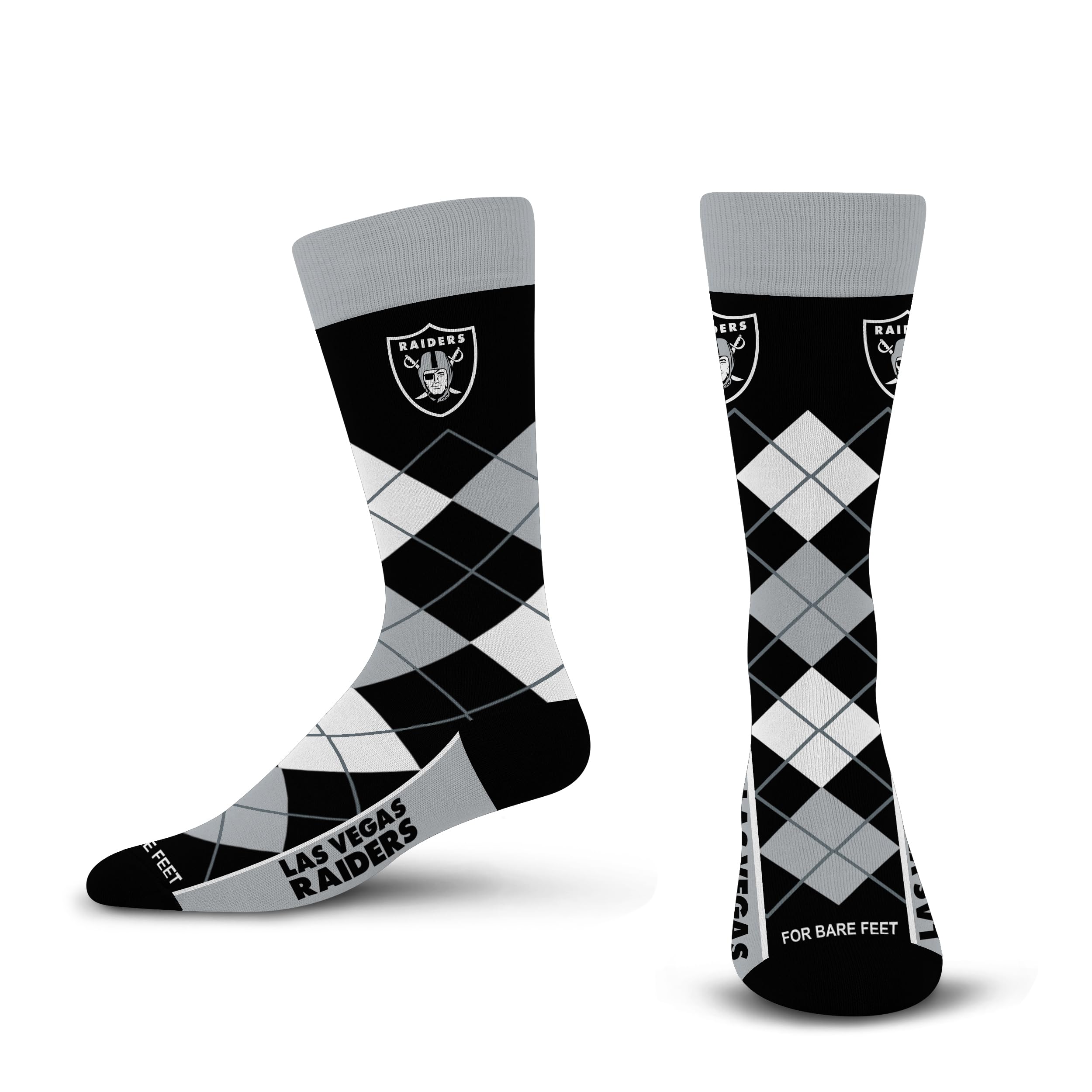 For Bare Feet NFL LAS VEGAS RAIDERS Argyle Remix Premium Dress Sock Team Color OSFM - Sports Gifts, Sports Memorabilia, Sports Collectibles, Fan Shop