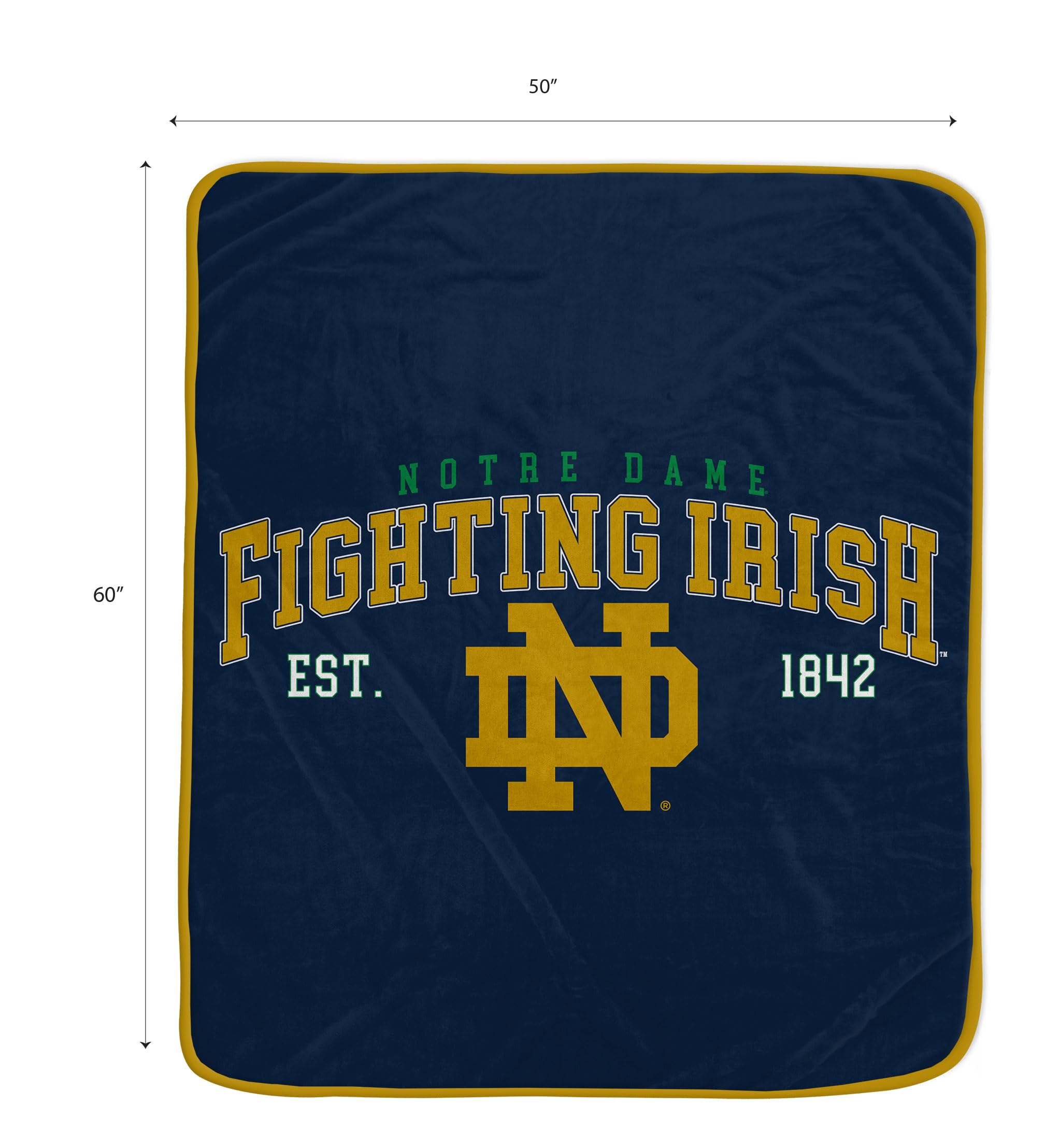 NCAA Notre Dame Fighting Irish Vintage Arch Block Ultra Soft Blanket - Sports Gifts, Sports Memorabilia, Sports Collectibles, Fan Shop