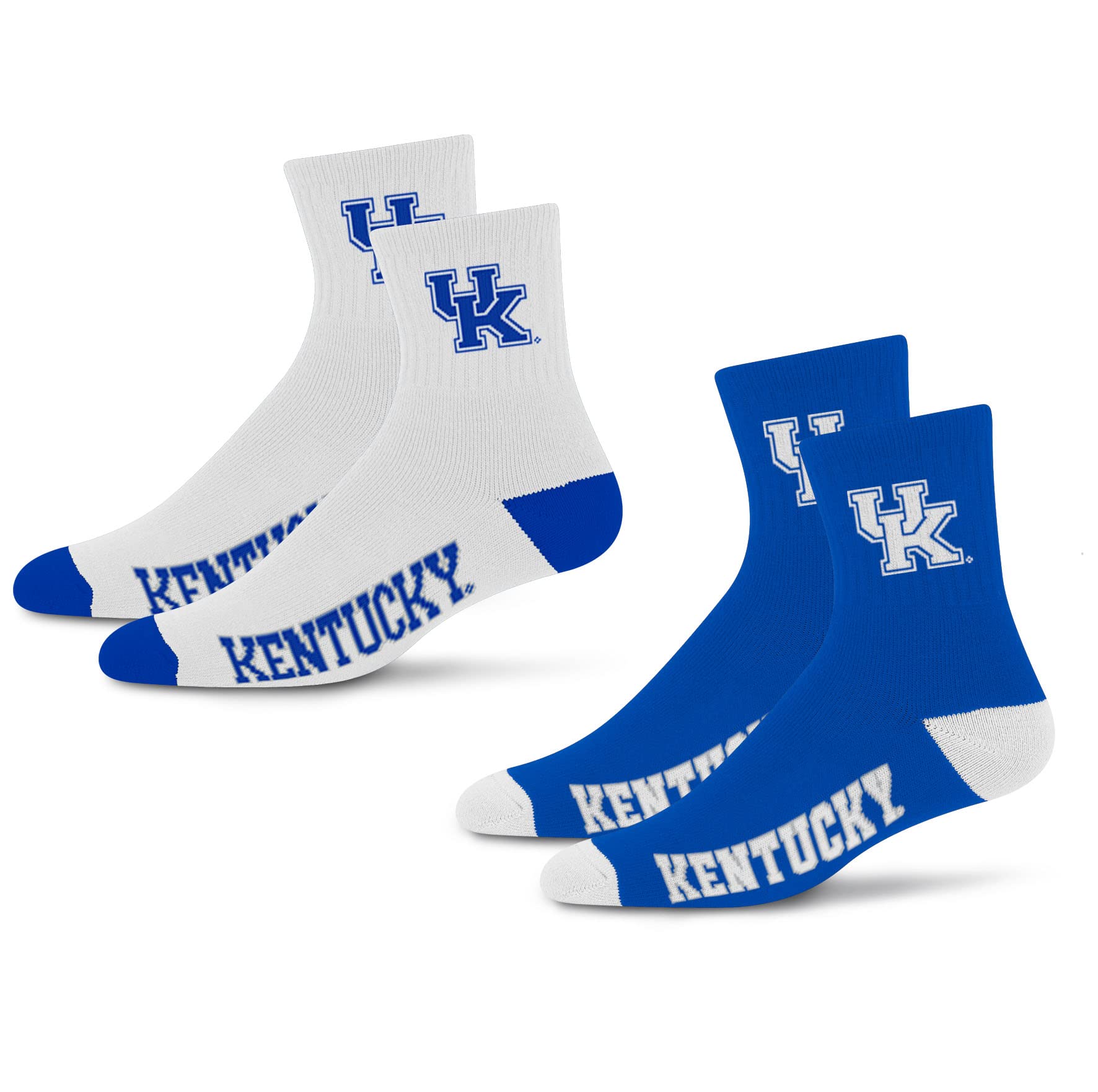 For Bare Feet NCAA Kentucky Wildcats Quarter Sock Two Pack Team Colors Large - Sports Gifts, Sports Memorabilia, Sports Collectibles, Fan Shop