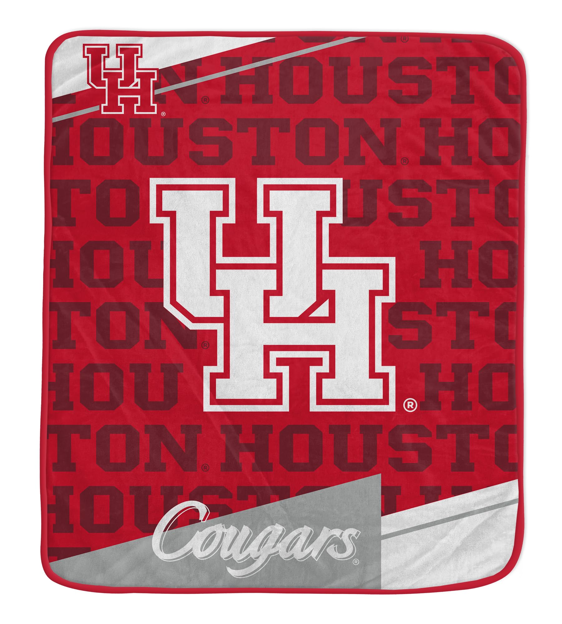 Pegasus Sports NCAA Houston Cougars Diagonal Ghost Ultra Soft Blanket - Sports Gifts, Sports Memorabilia, Sports Collectibles, Fan Shop
