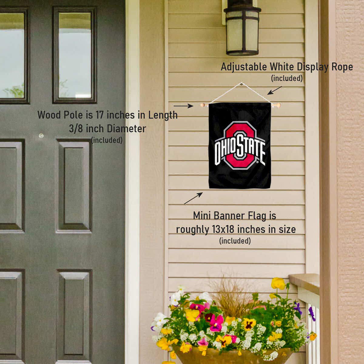 College Flags & Banners Co. Ohio State Buckeyes Black Window Wall Banner Hanging Flag with Suction Cup - Sports Collectibles, Sports Memorabilia, Sports Fan Shop, Sports Gifts
