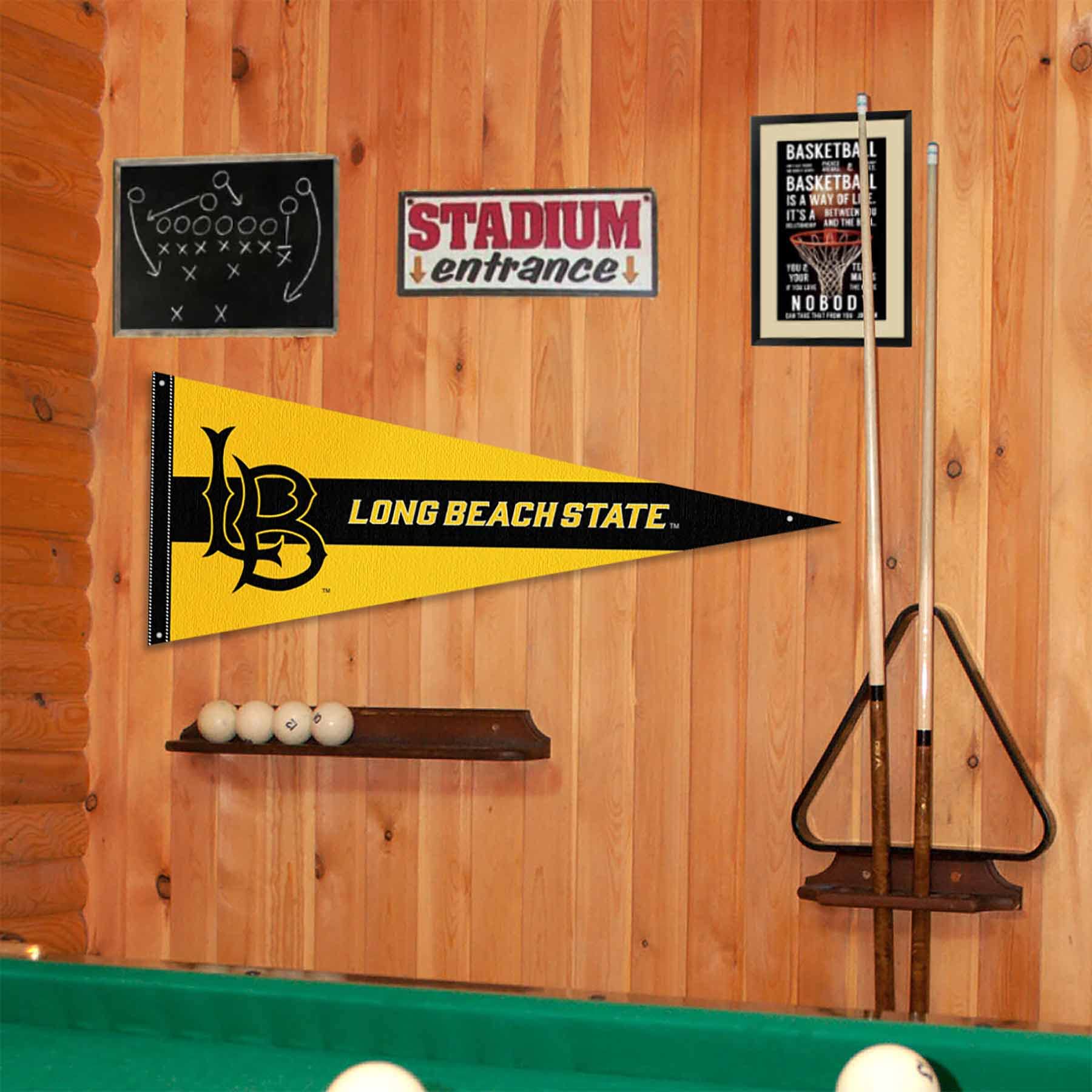 Cal State Long Beach 49ers Pennant Flag and Wall Tack Mount Pads - Sports Collectibles, Sports Memorabilia, Sports Fan Shop, Sports Gifts