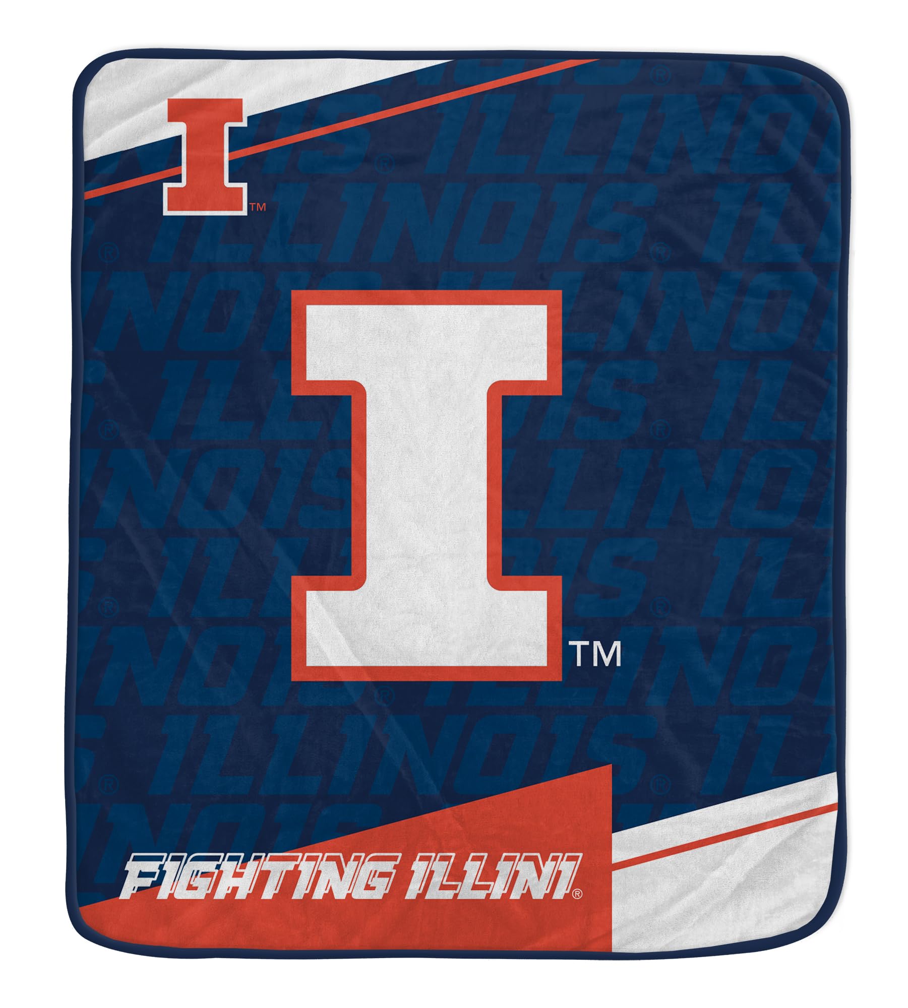 Pegasus Sports NCAA Illinois Fighting Illini Diagonal Ghost Ultra Soft Blanket - Sports Gifts, Sports Memorabilia, Sports Collectibles, Fan Shop