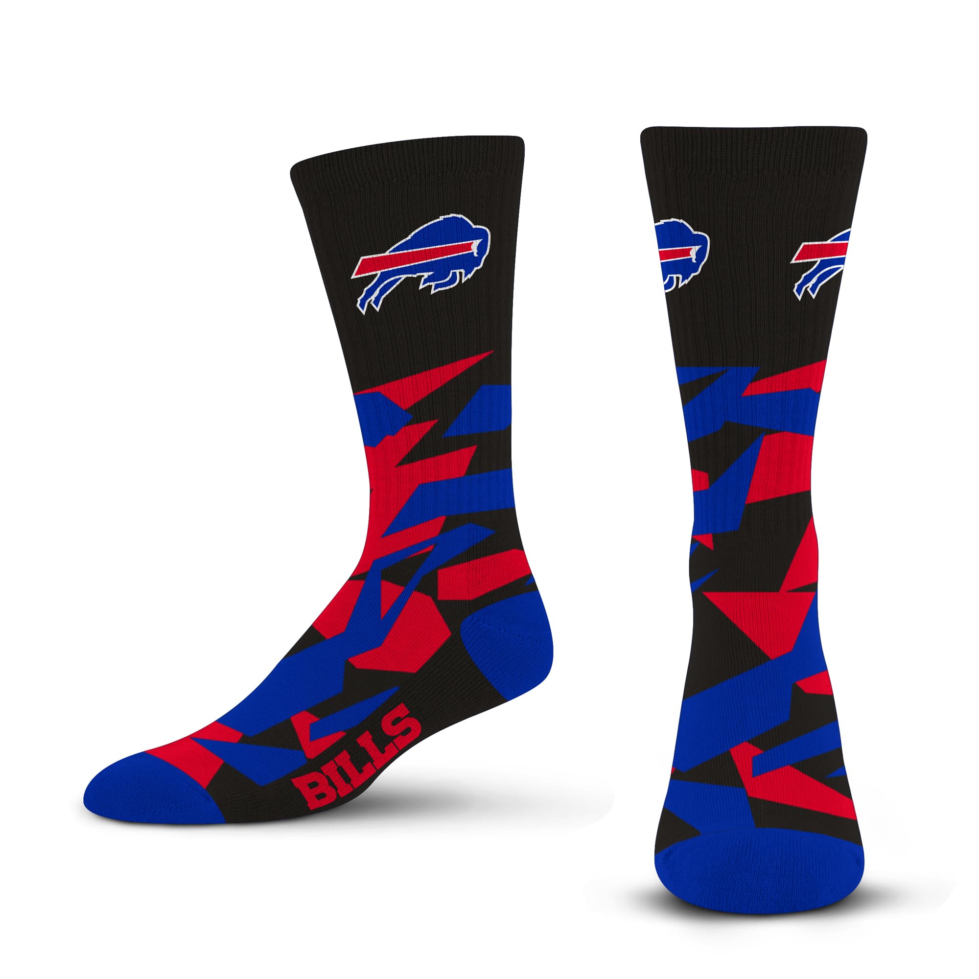 For Bare Feet NFL BUFFALO BILLS Shattered Camo Crew Sock Team Color Large - Sports Gifts, Sports Memorabilia, Sports Collectibles, Fan Shop