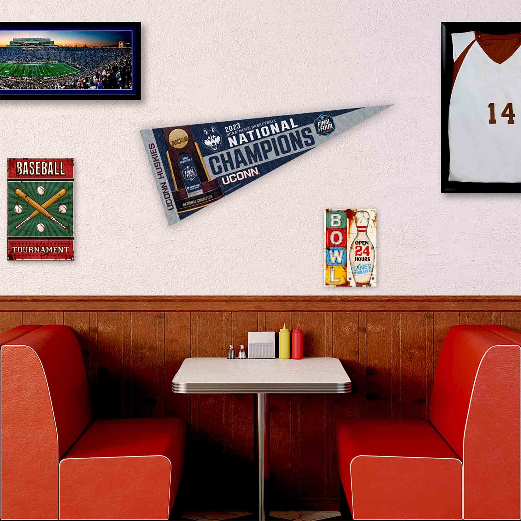 WinCraft Connecticut Huskies Pennant UCONN 2023 Basketball National Champions Banner - Sports Collectibles, Sports Memorabilia, Sports Fan Shop, Sports Gifts