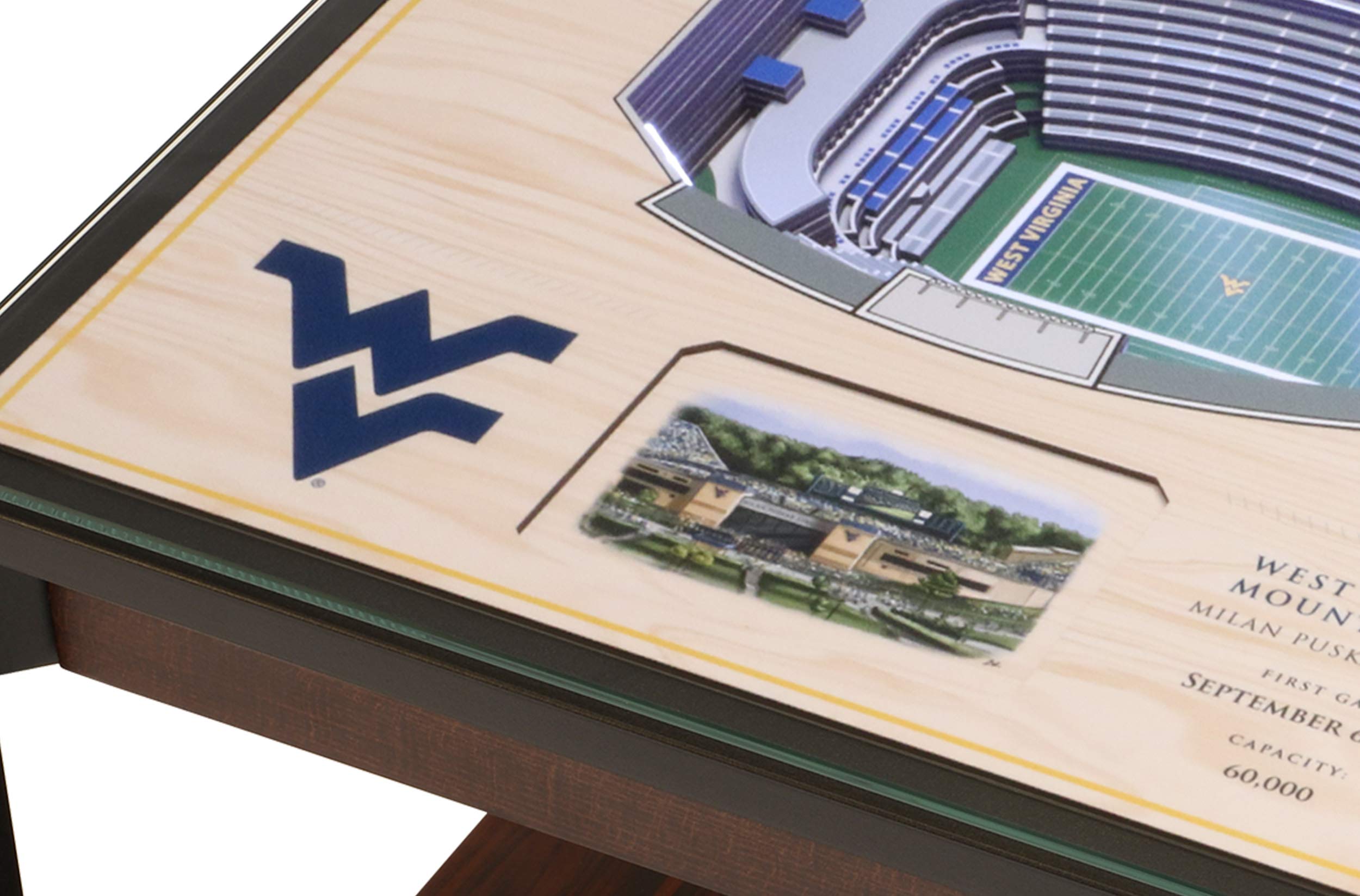 YouTheFan NCAA West Virginia Mountaineers 25-Layer StadiumViews End Table - Milan Puskar Stadium - Sports Collectibles, Sports Memorabilia, Sports Fan Shop, Sports Gifts