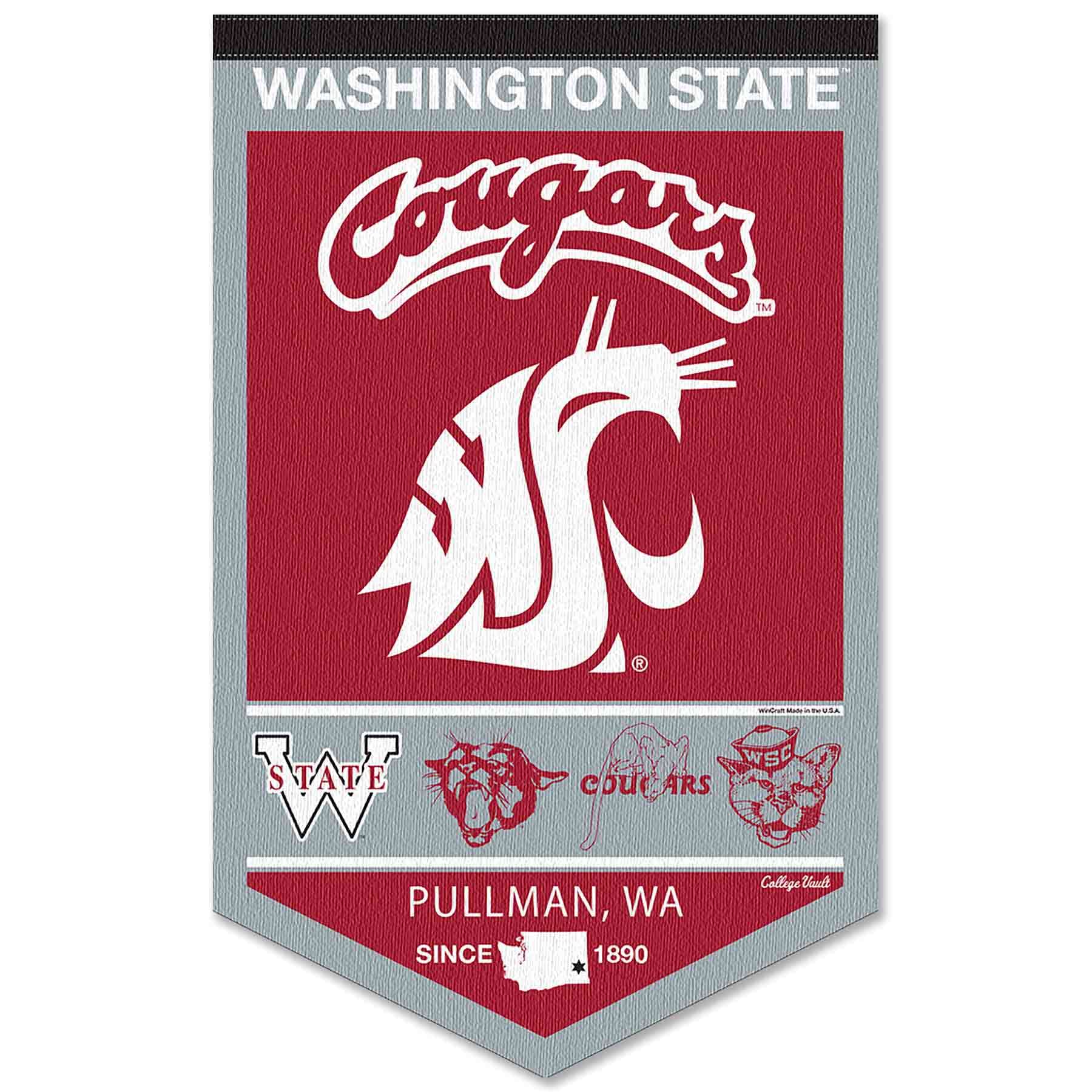 College Flags & Banners Co. Washington State Cougars Heritage History Banner Pennant - Sports Collectibles, Sports Memorabilia, Sports Fan Shop, Sports Gifts