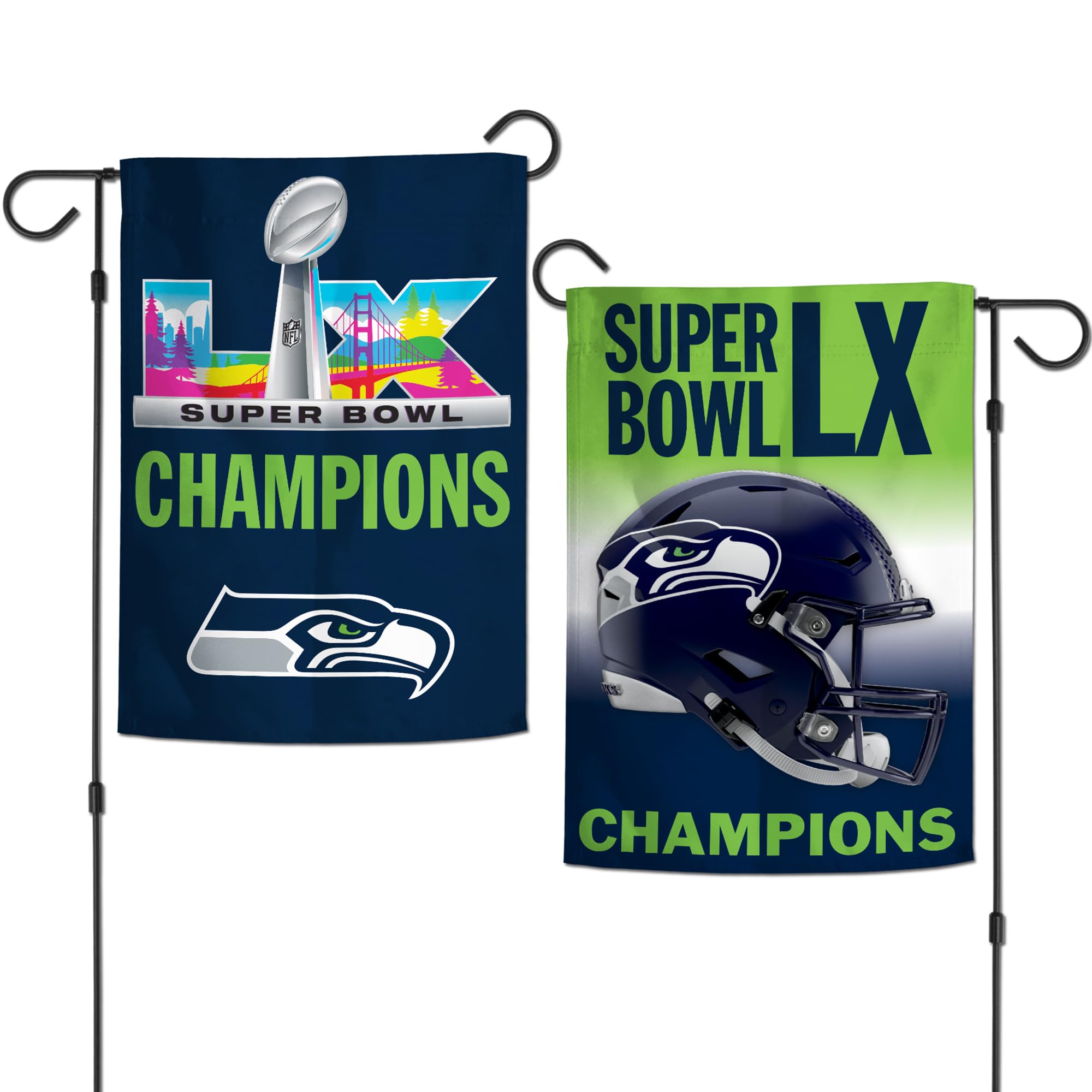 WinCraft Seattle Seahawks Super Bowl LX Champions Double-Sided 12" x 18" Garden Flag - Sports Gifts, Sports Memorabilia, Sports Collectibles, Fan Shop