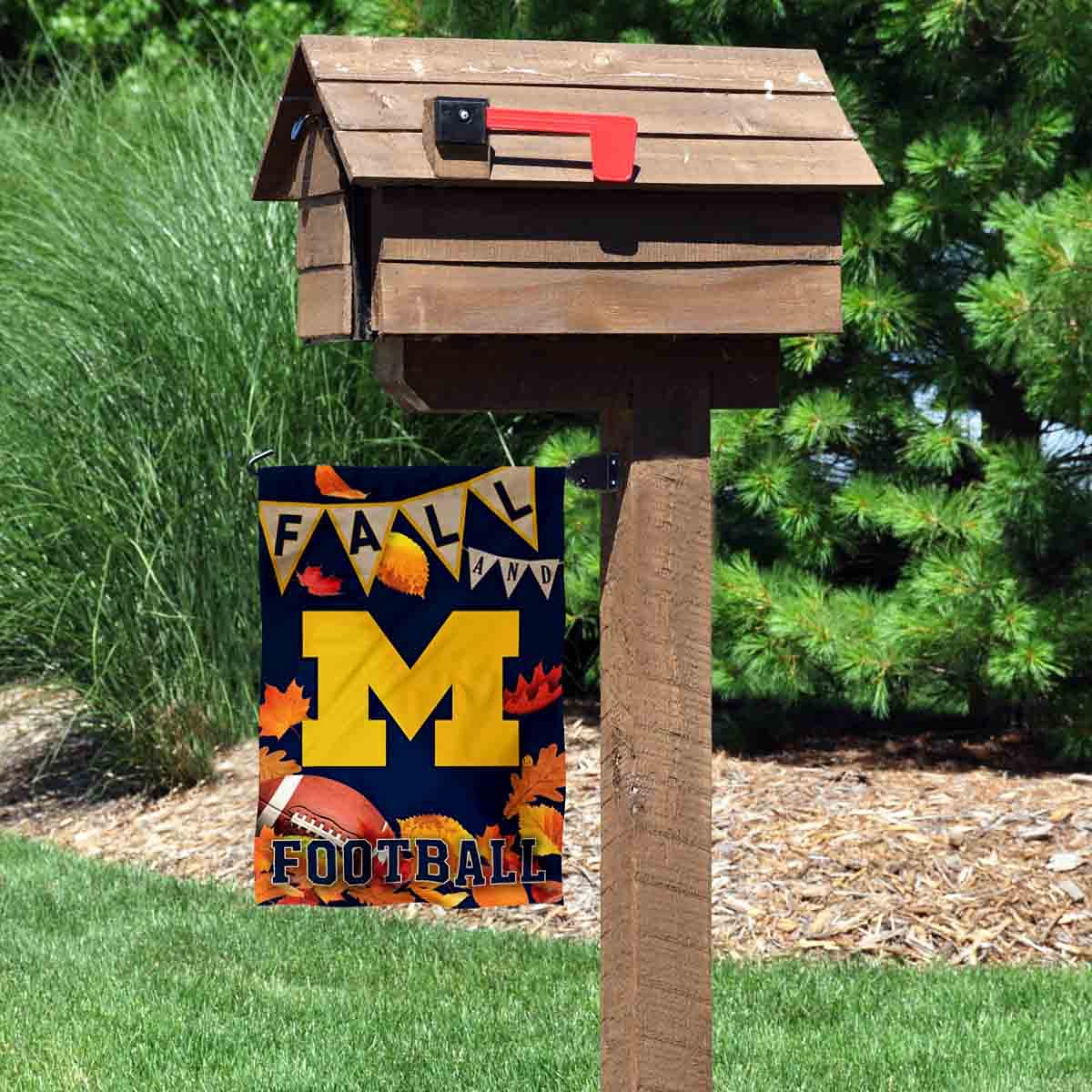 College Flags & Banners Co. Michigan Team University Wolverines Fall Leaves Football Season Garden Yard Flag - Sports Collectibles, Sports Memorabilia, Sports Fan Shop, Sports Gifts