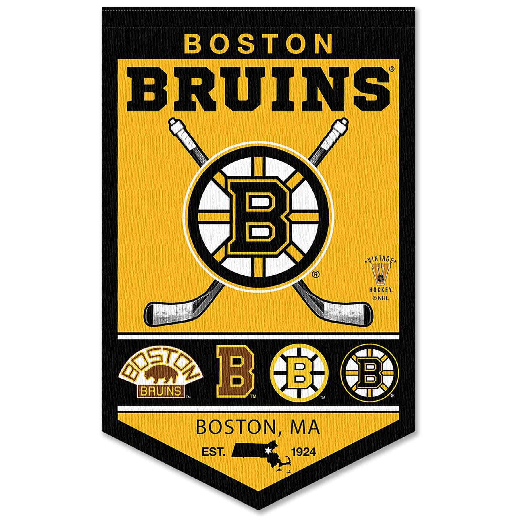 WinCraft Boston Bruins Heritage History Banner Pennant - Sports Collectibles, Sports Memorabilia, Sports Fan Shop, Sports Gifts