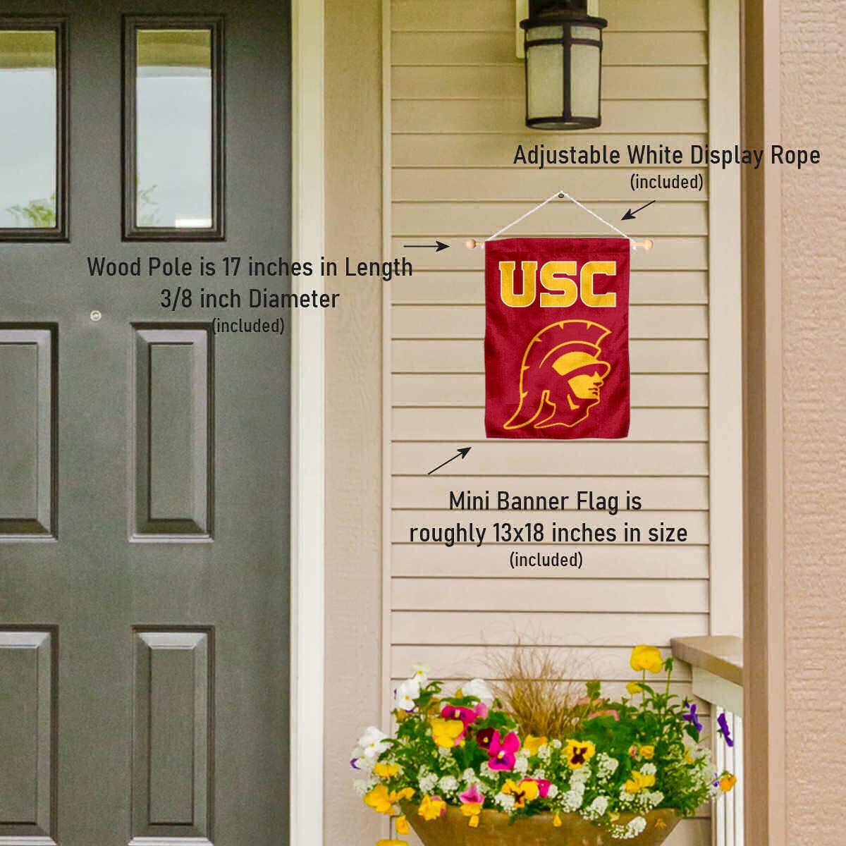College Flags & Banners Co. USC Trojans Trojan Head Window Wall Banner Hanging Flag with Suction Cup - Sports Collectibles, Sports Memorabilia, Sports Fan Shop, Sports Gifts