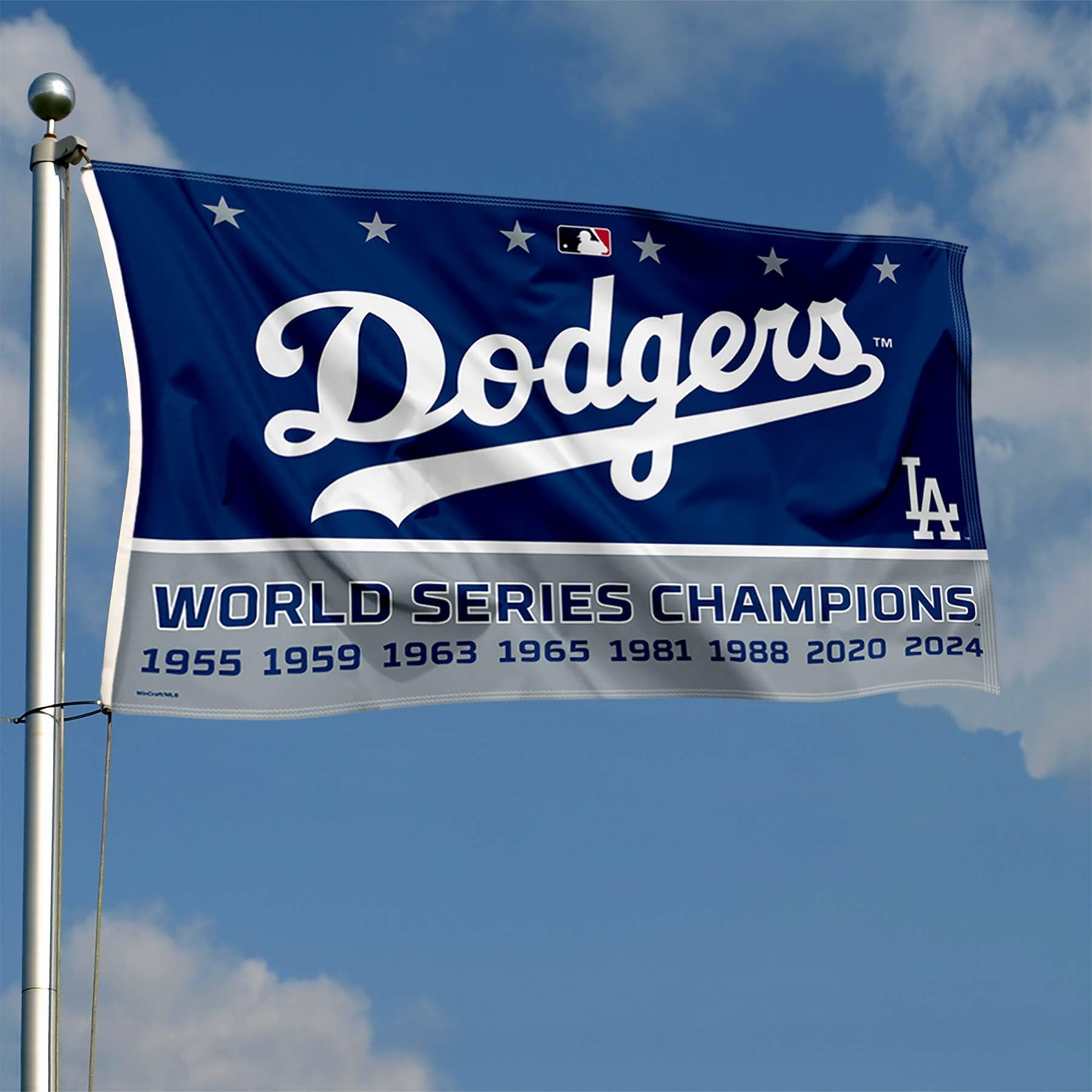 WinCraft Los Angeles Dodgers 8 Time World Champions Series 3x5 Flag - Sports Collectibles, Sports Memorabilia, Sports Fan Shop, Sports Gifts