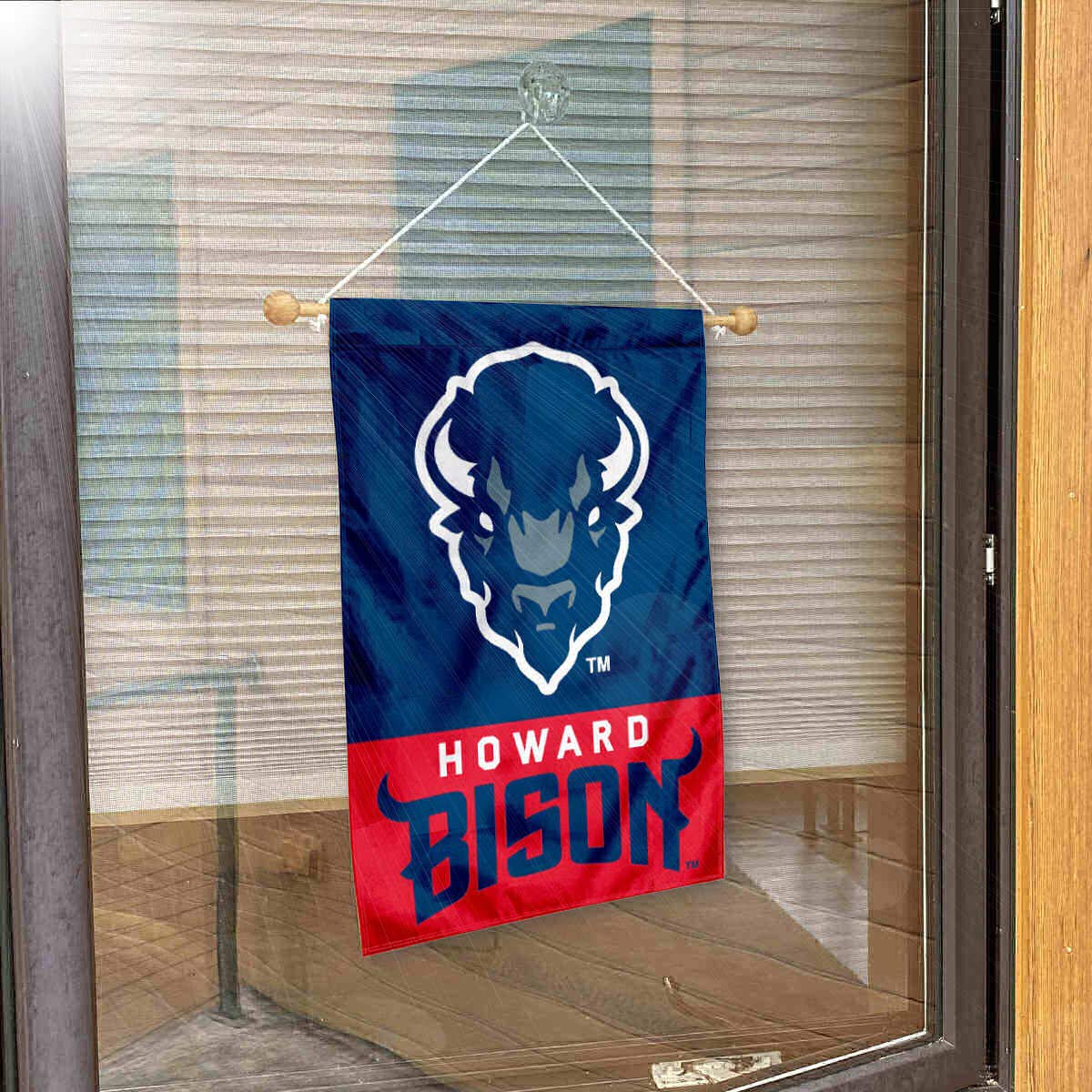 College Flags & Banners Co. Howard Bison Window Wall Banner Hanging Flag with Suction Cup - Sports Collectibles, Sports Memorabilia, Sports Fan Shop, Sports Gifts