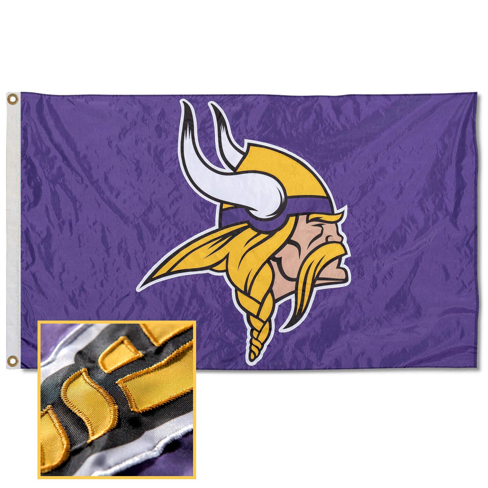 WinCraft Minnesota Vikings Embroidered Nylon Flag - Sports Collectibles, Sports Memorabilia, Sports Fan Shop, Sports Gifts
