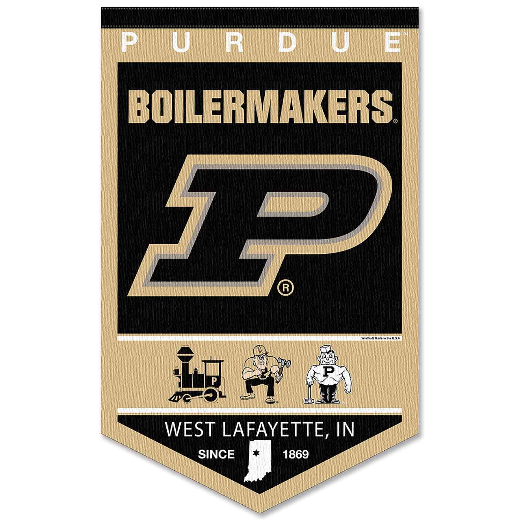 College Flags & Banners Co. Purdue Boilermakers Heritage History Banner Pennant - Sports Collectibles, Sports Memorabilia, Sports Fan Shop, Sports Gifts