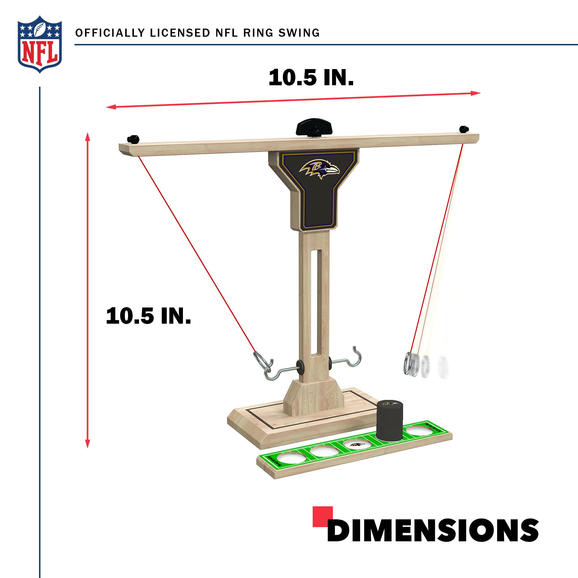 Wild Sports NFL Baltimore Ravens Wooden Ring Swing Battle - Head-to-Head Ring Toss Hook & Ring Game for NFL Fans - Sports Collectibles, Sports Memorabilia, Sports Fan Shop, Sports Gifts