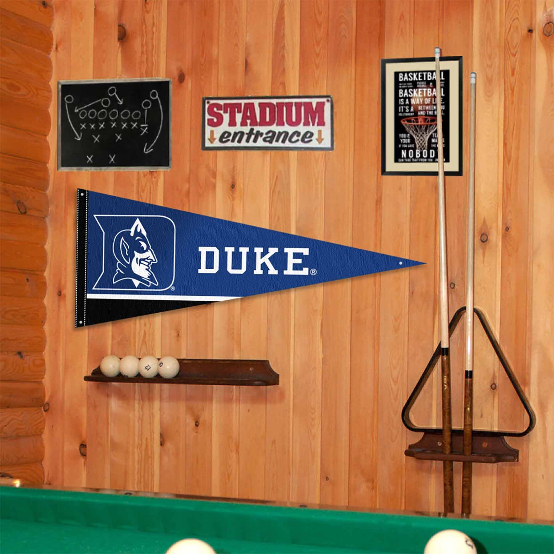 College Flags & Banners Co. Duke Blue Devils Pennant Flag and Wall Tack Mount Pads - Sports Collectibles, Sports Memorabilia, Sports Fan Shop, Sports Gifts