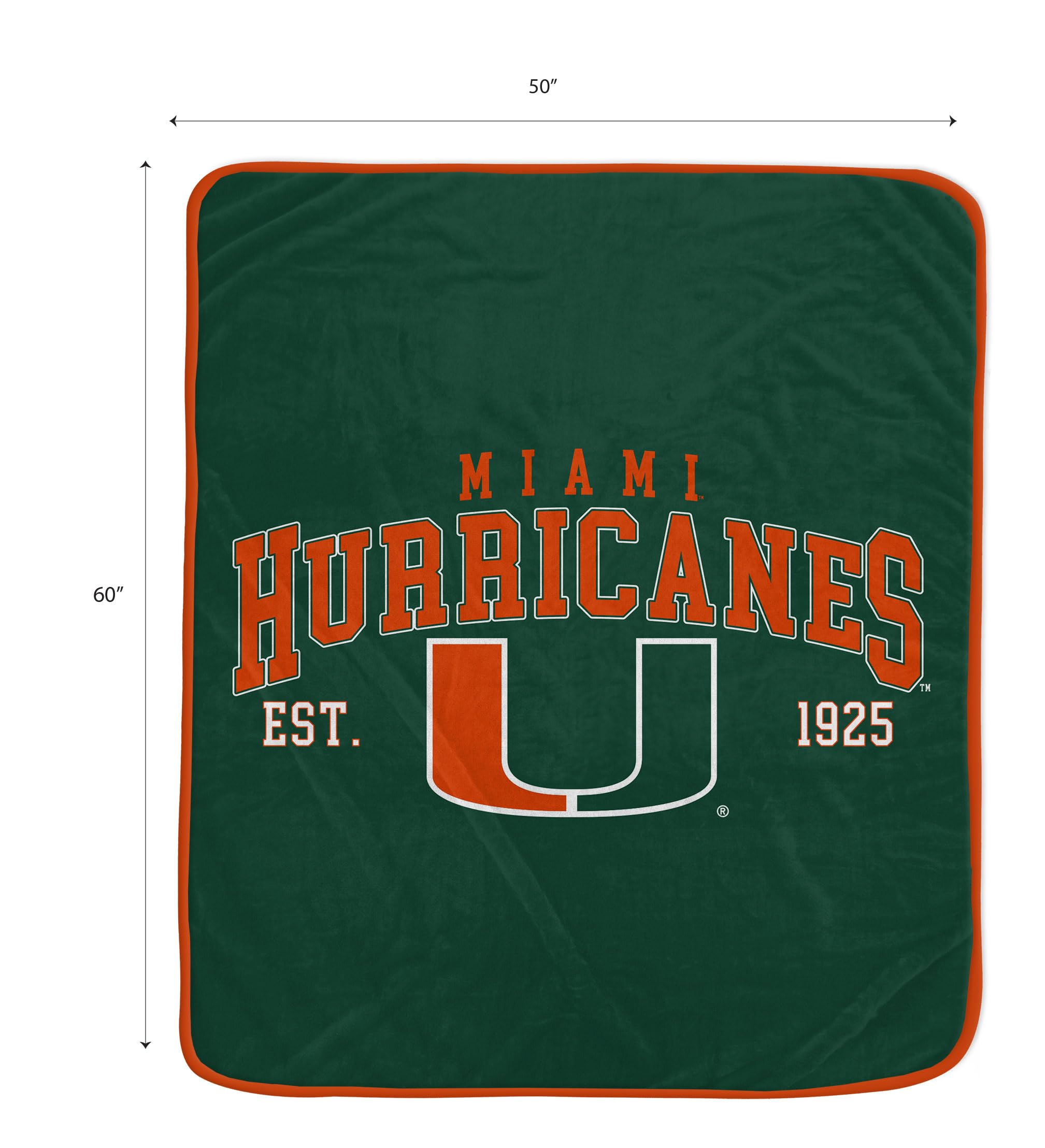 NCAA Miami Hurricanes Vintage Arch Block Ultra Soft Blanket - Sports Gifts, Sports Memorabilia, Sports Collectibles, Fan Shop