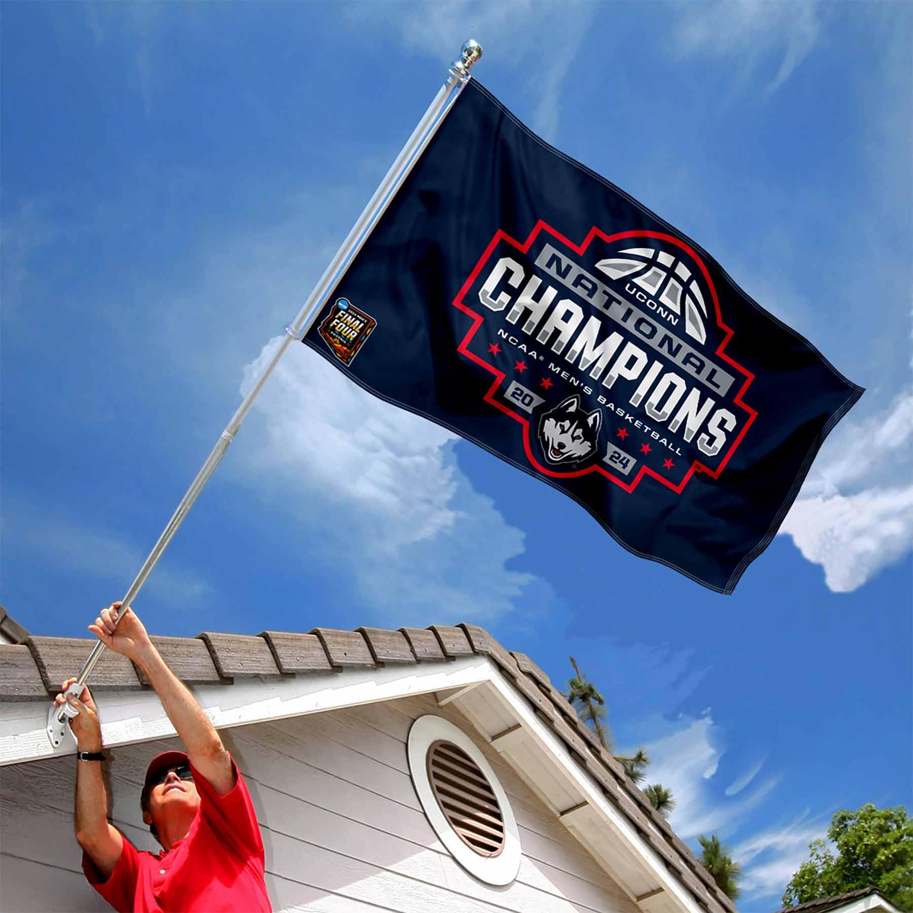 WinCraft Connecticut Huskies Basketball National Champions 2024 Flag 3x5 Banner - Sports Collectibles, Sports Memorabilia, Sports Fan Shop, Sports Gifts