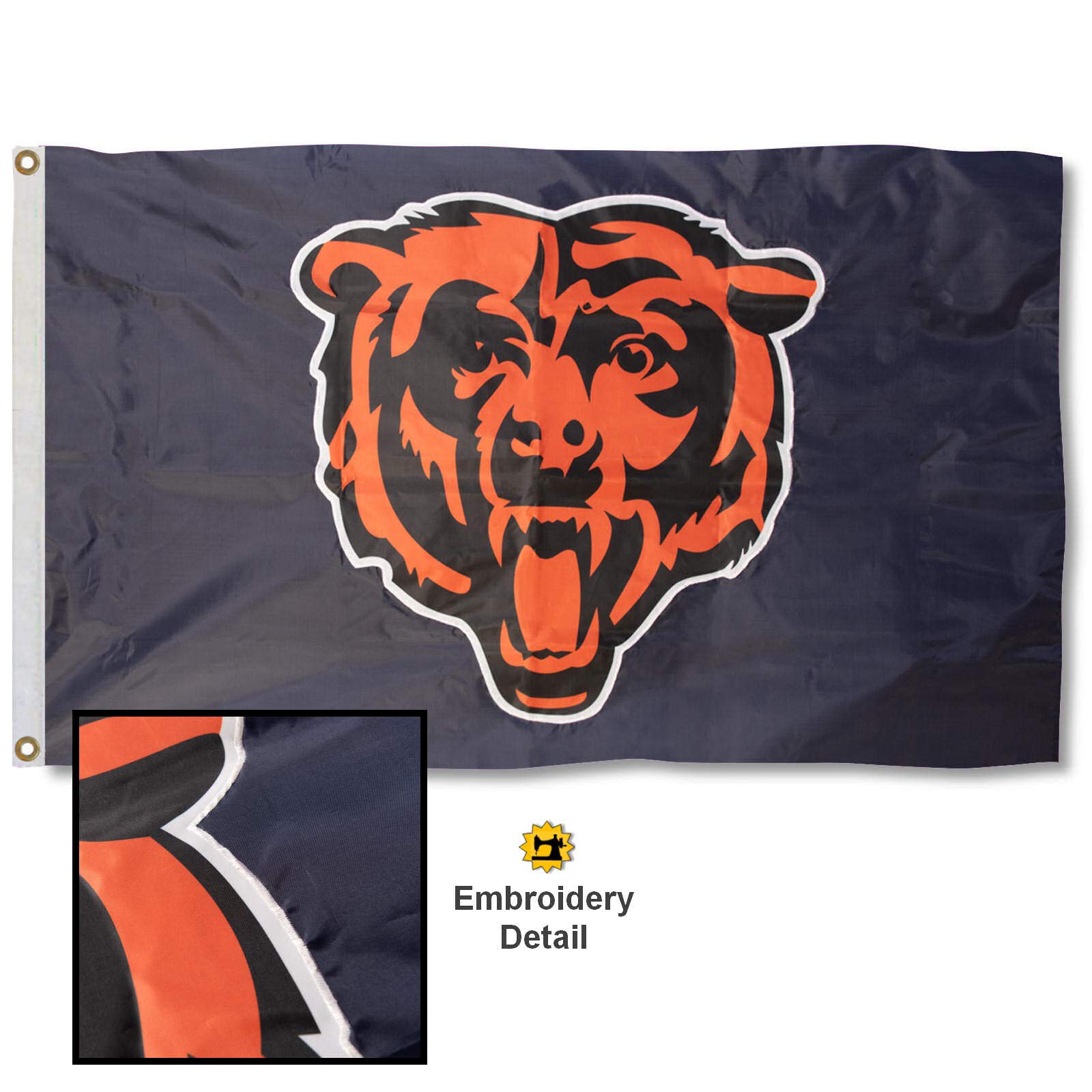 WinCraft Chicago Bears Embroidered Nylon Flag - Sports Collectibles, Sports Memorabilia, Sports Fan Shop, Sports Gifts