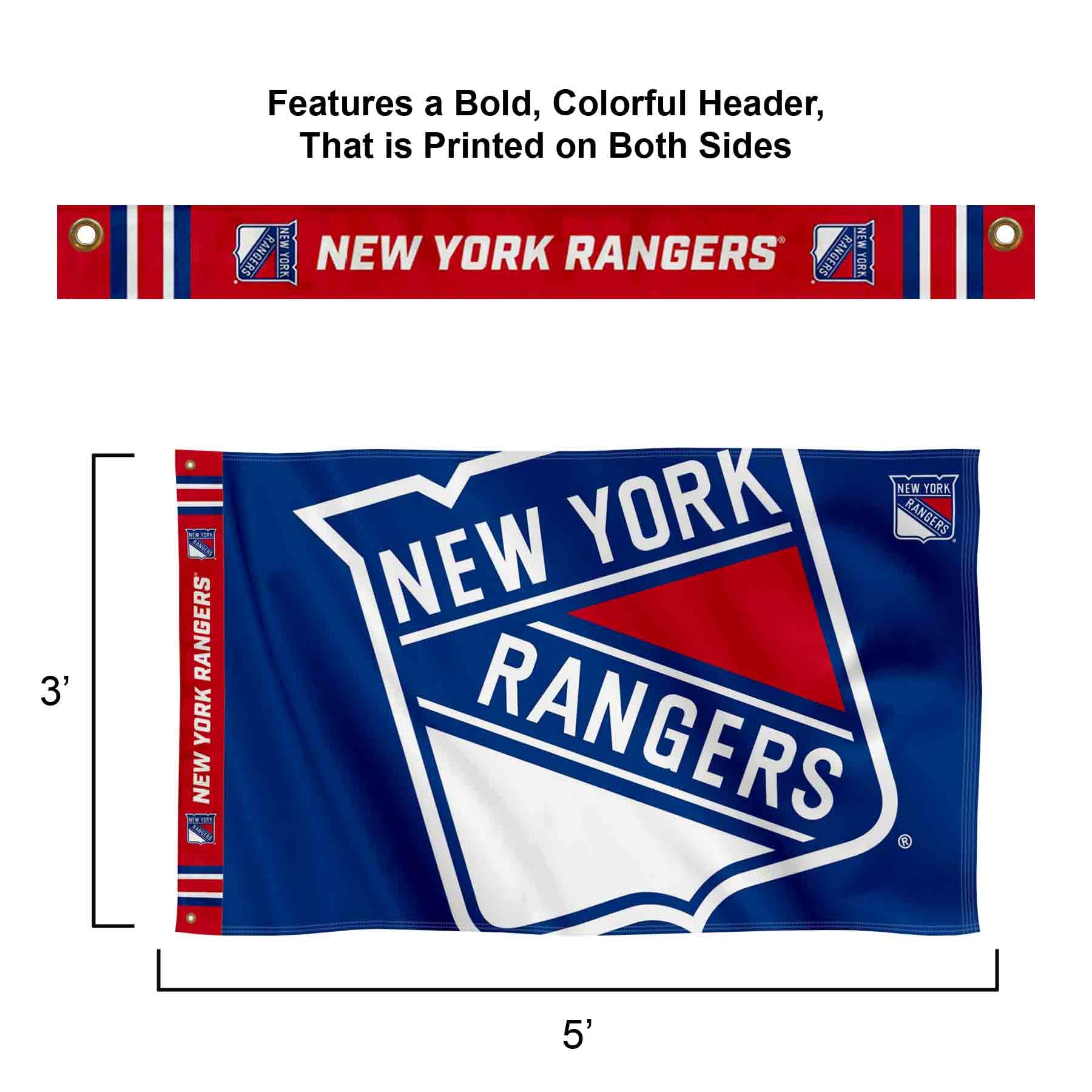 WinCraft New York Rangers Printed Header 3x5 Premium Banner Flag - Sports Collectibles, Sports Memorabilia, Sports Fan Shop, Sports Gifts