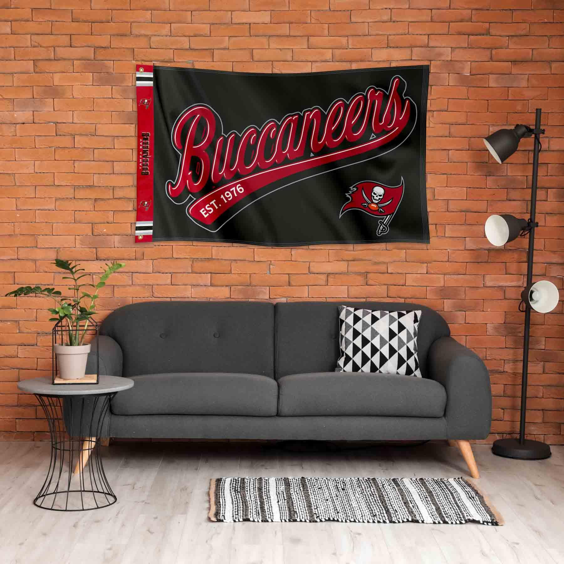 WinCraft Tampa Bay Buccaneers Script Logo Premium Flag - Sports Collectibles, Sports Memorabilia, Sports Fan Shop, Sports Gifts