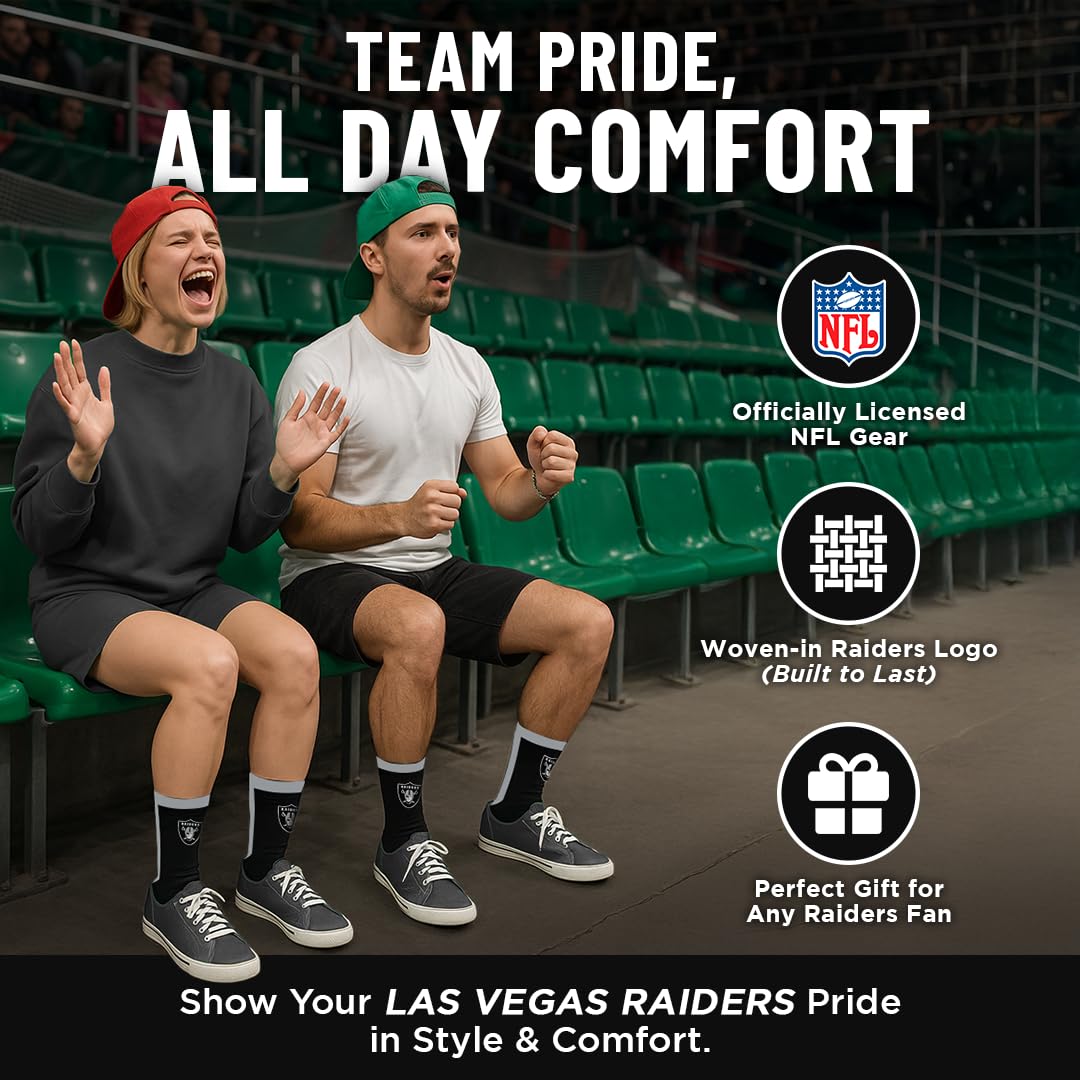 For Bare Feet NFL LAS VEGAS RAIDERS MVP Crew Sock Team Color Large - Sports Gifts, Sports Memorabilia, Sports Collectibles, Fan Shop