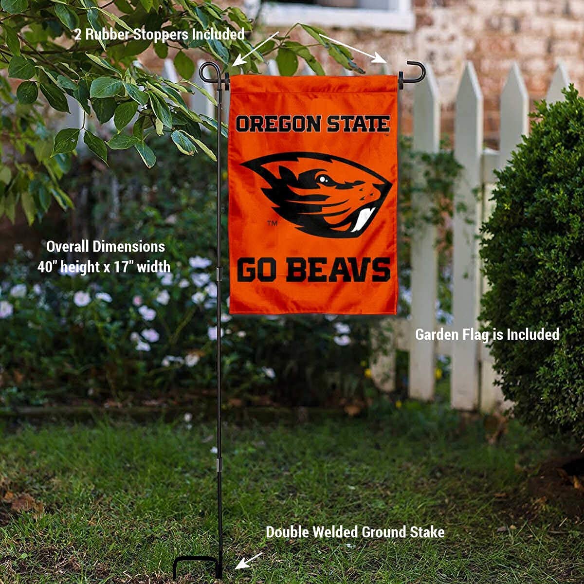 College Flags & Banners Co. Oregon State Beavers Garden Flag and Pole Holder Set - Sports Collectibles, Sports Memorabilia, Sports Fan Shop, Sports Gifts