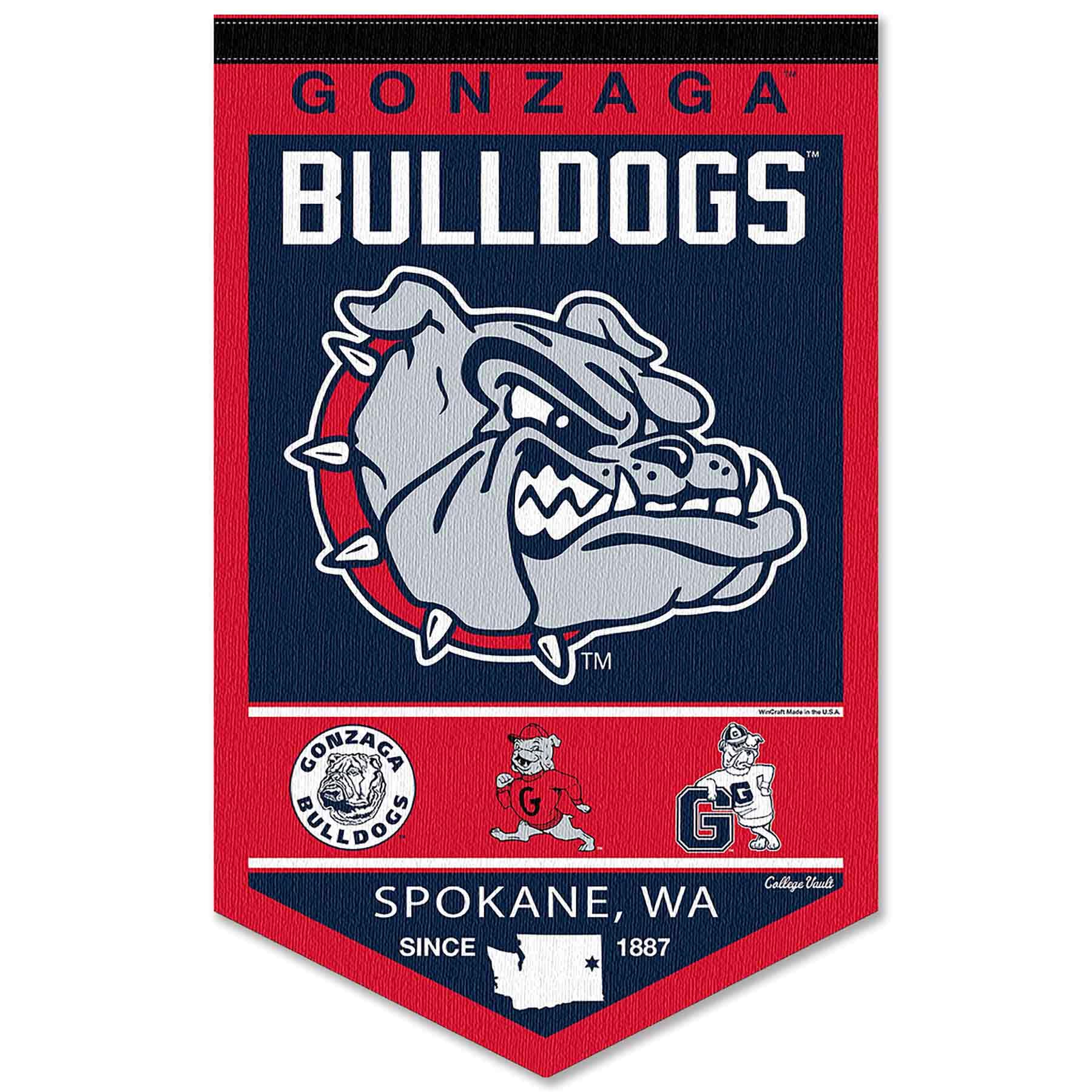 College Flags & Banners Co. Gonzaga Bulldogs Heritage History Banner Pennant - Sports Collectibles, Sports Memorabilia, Sports Fan Shop, Sports Gifts