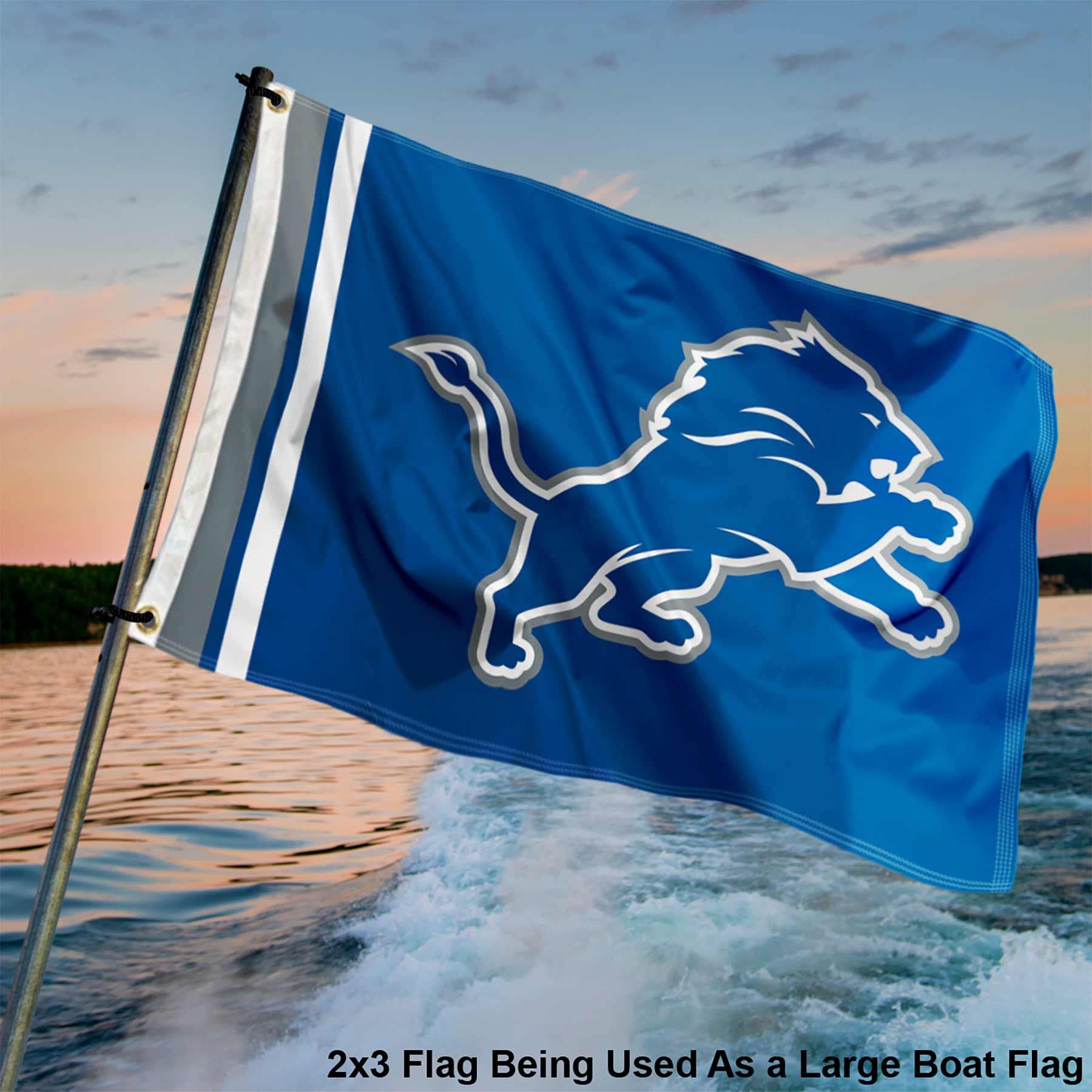 Detroit Lions Wordmark 2x3 Foot Small Flag - Sports Collectibles, Sports Memorabilia, Sports Fan Shop, Sports Gifts