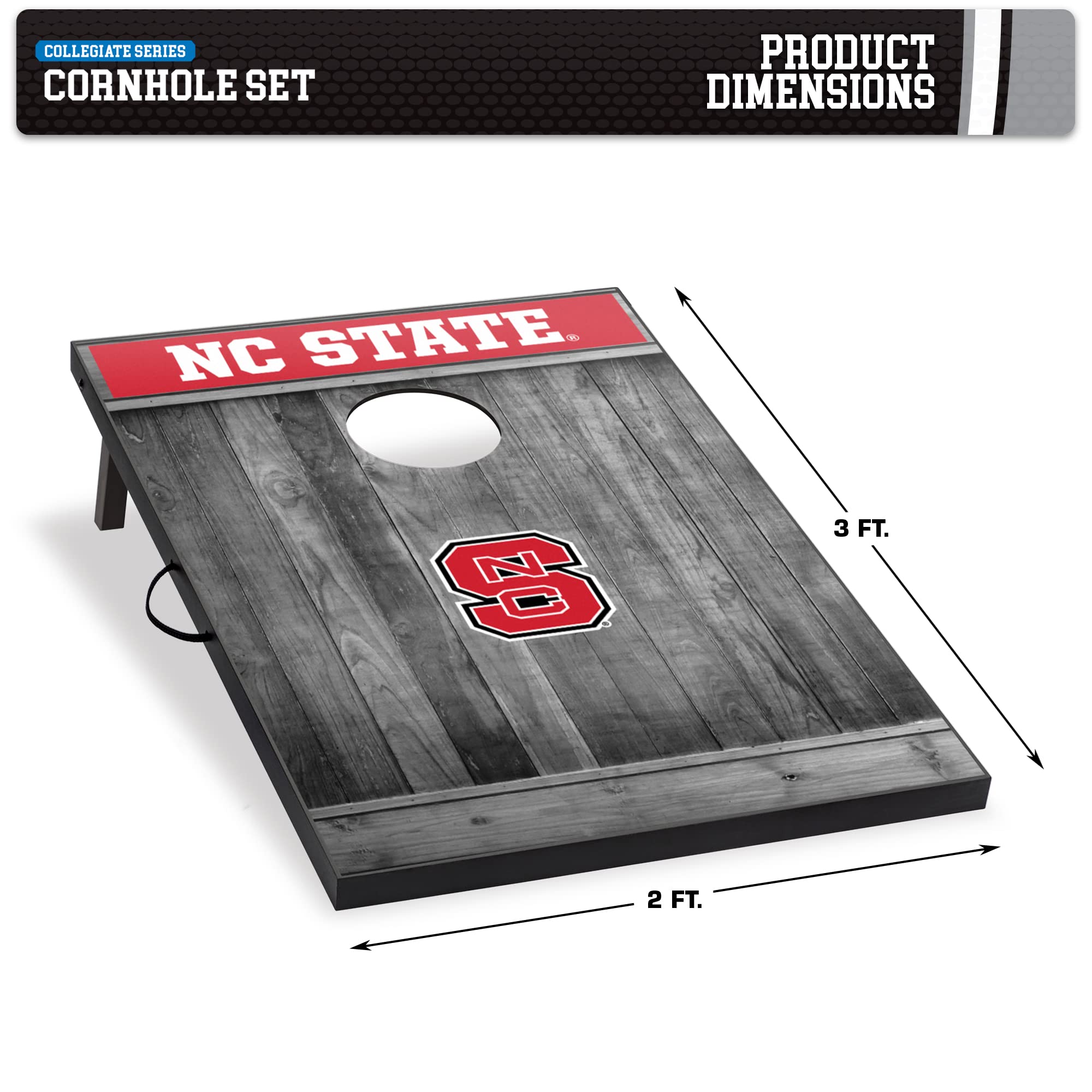 2' x 3' MDF Cornhole - 6mm-Grey Wood-North Carolina State Wolfpack - Sports Collectibles, Sports Memorabilia, Sports Fan Shop, Sports Gifts