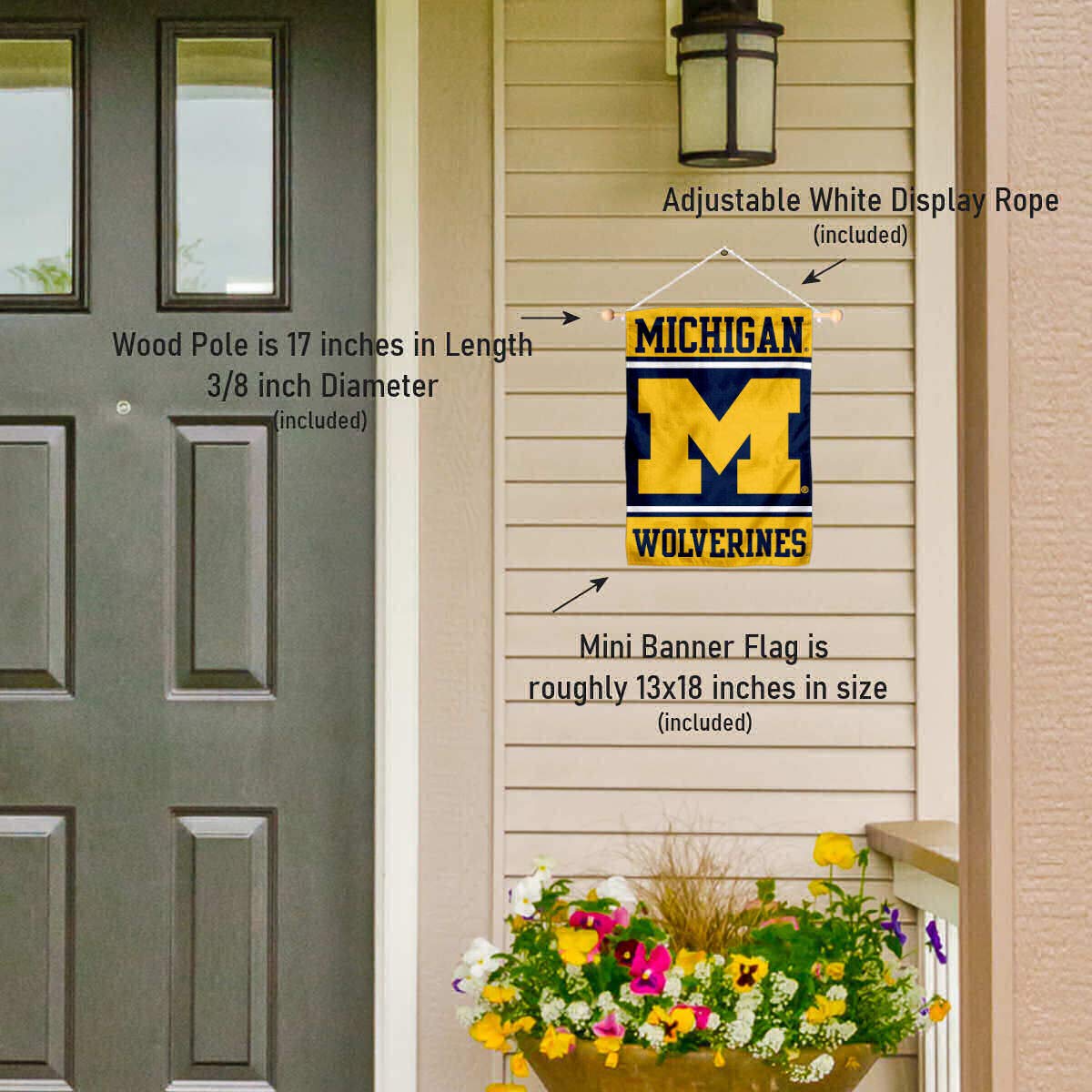 College Flags & Banners Co. Michigan Team University Wolverines Window Wall Banner Hanging Flag with Suction Cup - Sports Collectibles, Sports Memorabilia, Sports Fan Shop, Sports Gifts