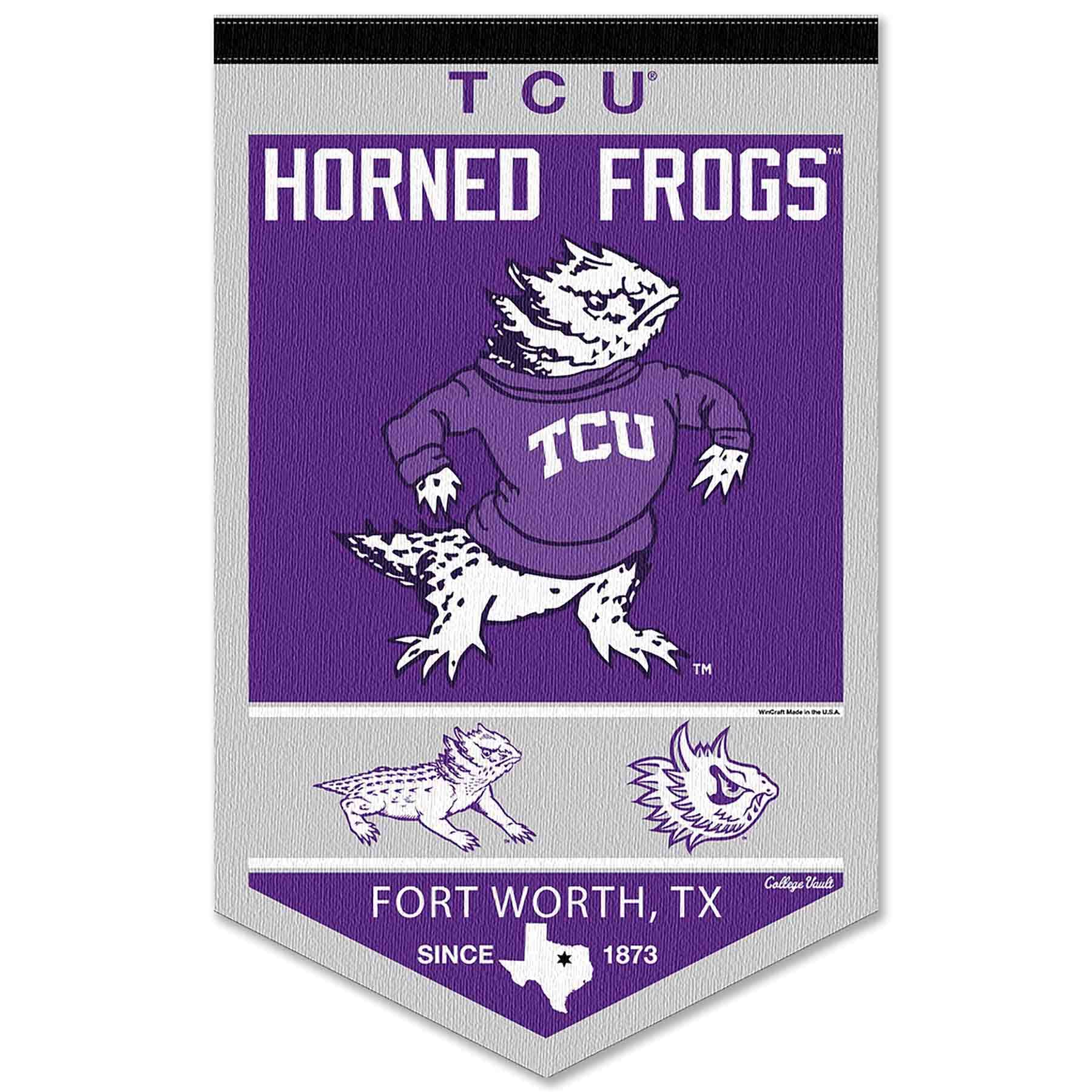 College Flags & Banners Co. Texas Christian Horned Frogs Heritage History Banner Pennant - Sports Collectibles, Sports Memorabilia, Sports Fan Shop, Sports Gifts