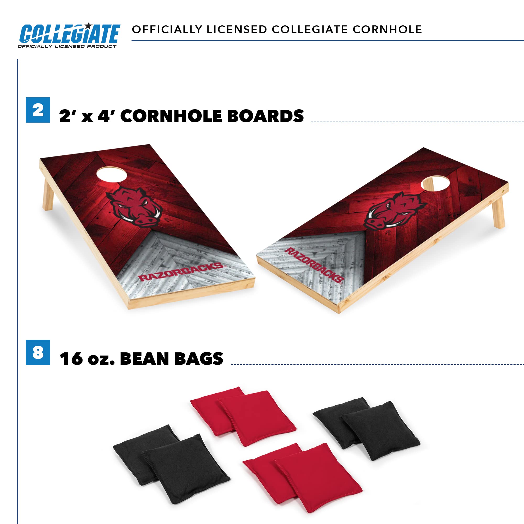 Wild Sports Arkansas Razorbacks 2' x 4' Regulation Size College Set with Direct Print HD Team Graphics Great Gift for Any NCAA Fan! Bean Bag Toss Family Outdoor Game - Sports Collectibles, Sports Memorabilia, Sports Fan Shop, Sports Gifts