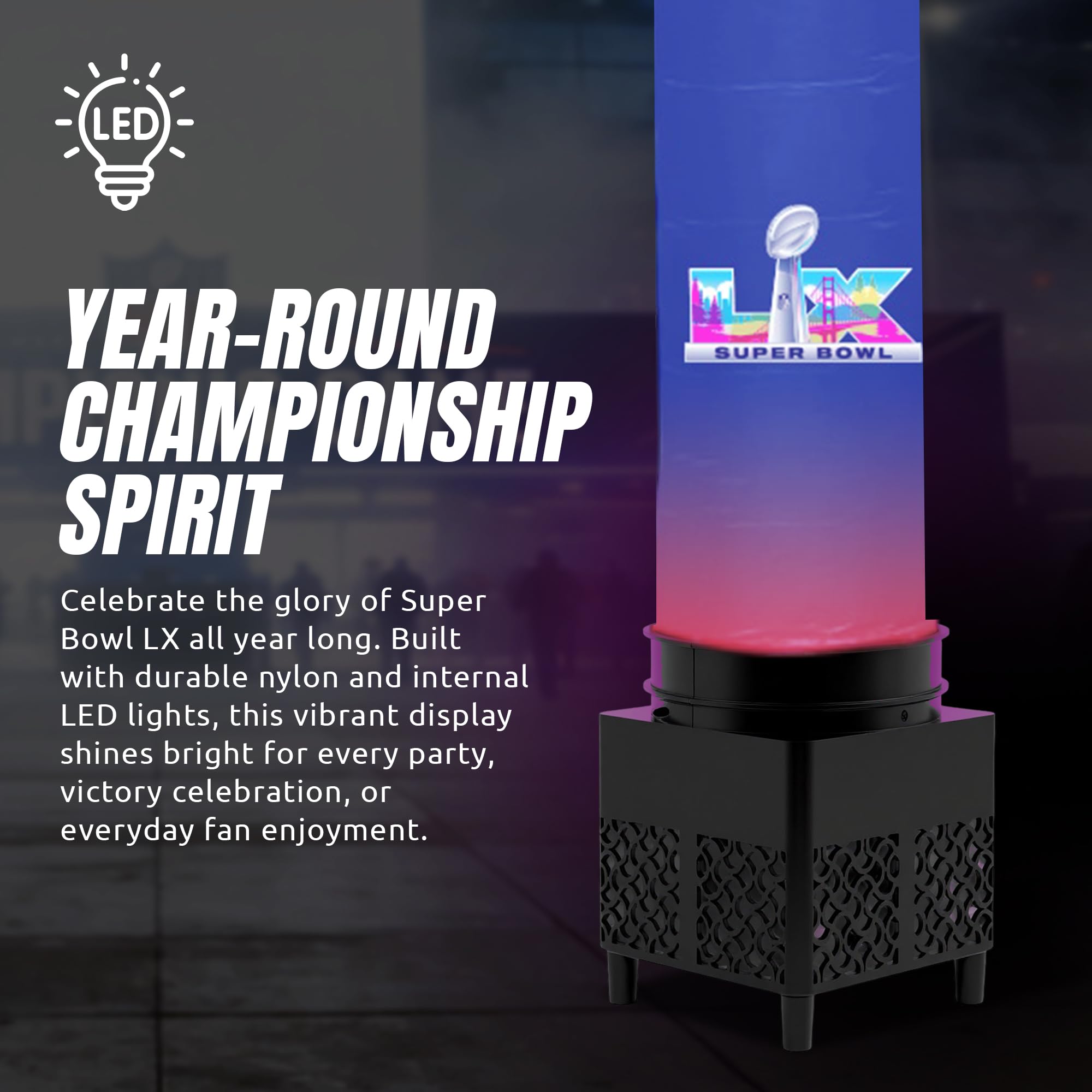 Seattle Seahawks Super Bowl 60 Champions Inflatable Crazy Sports Fan with LED Lights and Built-in Blower Air Wacky Dancers Outdoor Yard Decoration, Official NFL, 8 ft - Sports Gifts, Sports Memorabilia, Sports Collectibles, Fan Shop