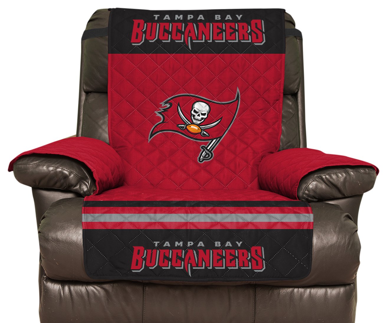 Pegasus Sports NFL Tampa Bay Buccaneers Furniture Protector with Elastic Straps, Recliner, Red - Sports Gifts, Sports Memorabilia, Sports Collectibles, Fan Shop