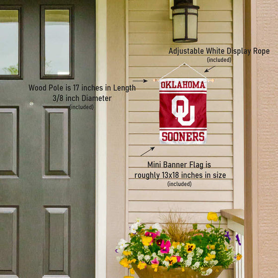 College Flags & Banners Co. Oklahoma Sooners Window Wall Banner Hanging Flag with Suction Cup - Sports Collectibles, Sports Memorabilia, Sports Fan Shop, Sports Gifts