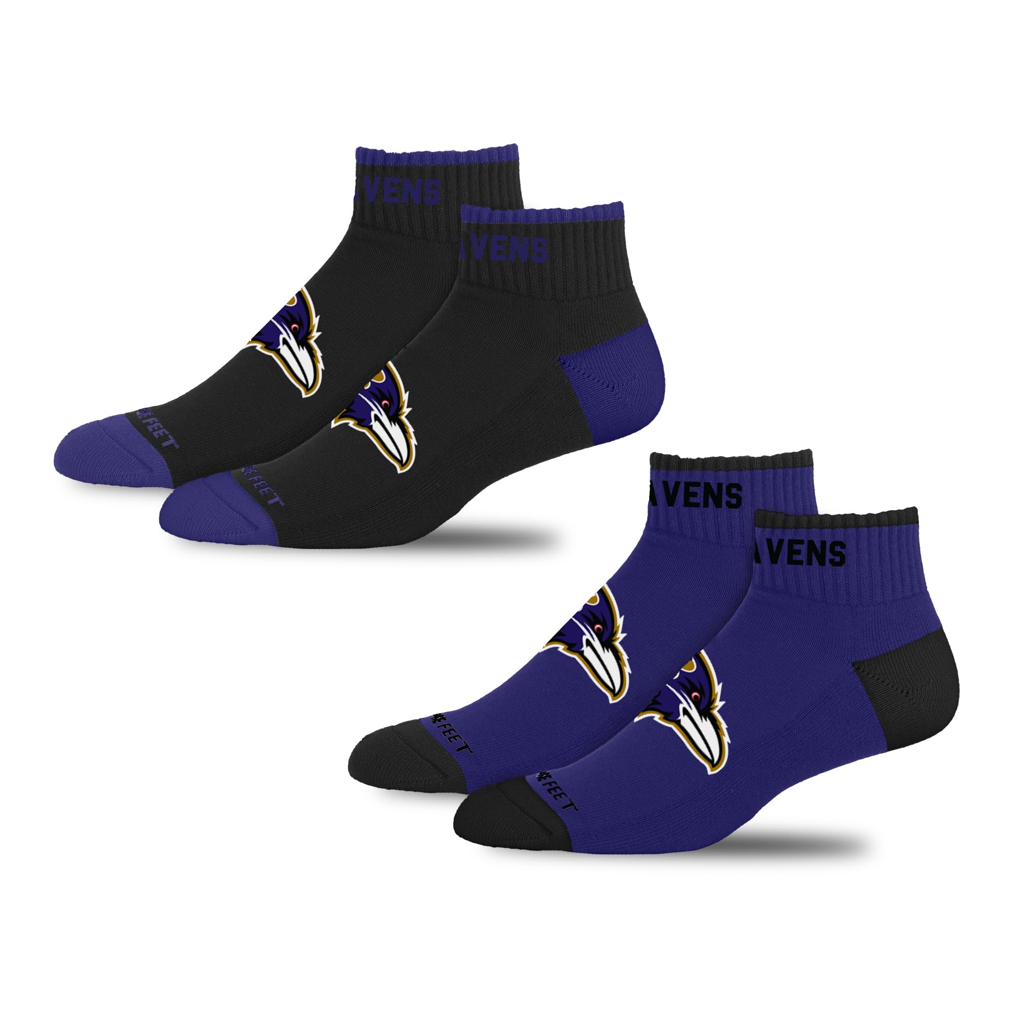 For Bare Feet NFL BALTIMORE RAVENS Front and Center 2 Pack Team Colors Large - Sports Gifts, Sports Memorabilia, Sports Collectibles, Fan Shop